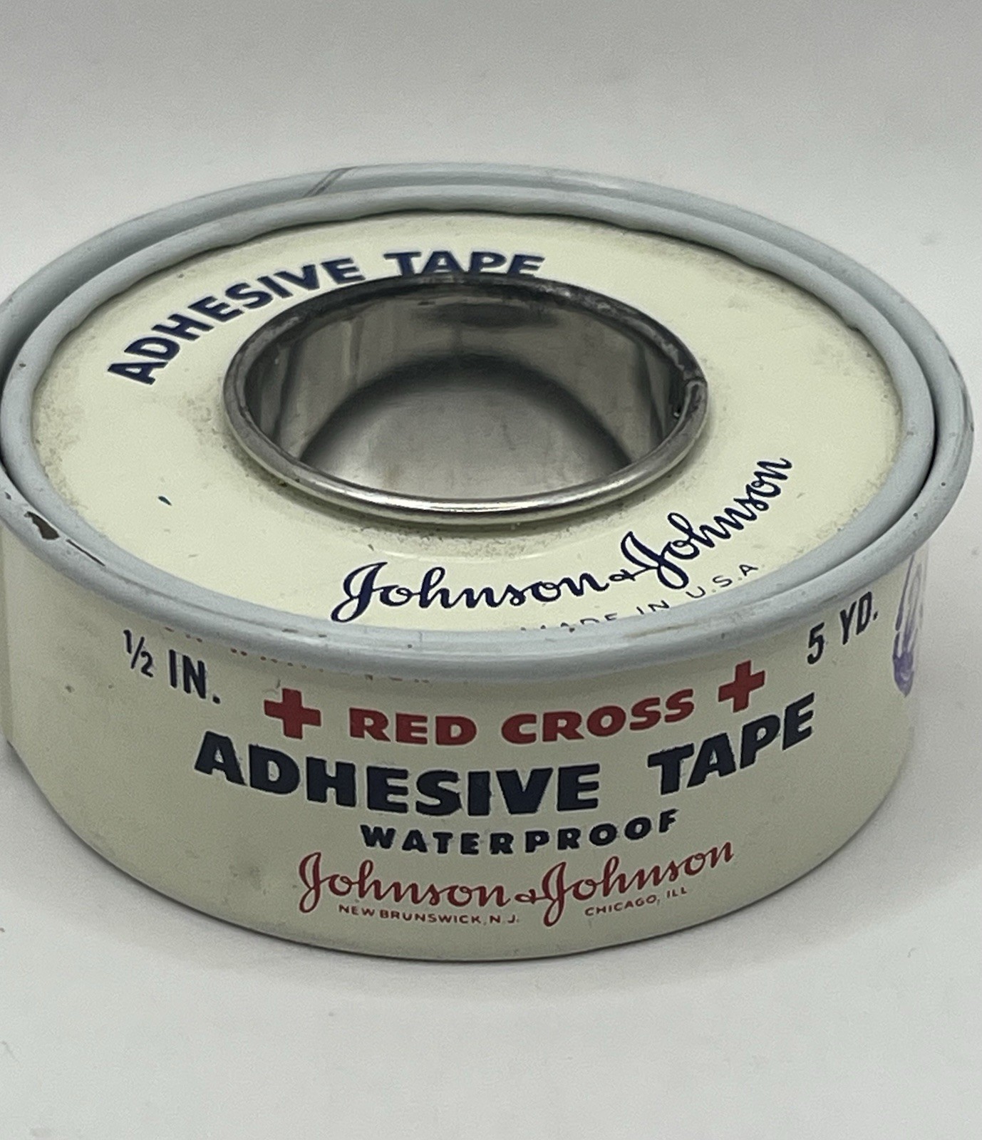 VTG Johnson & Johnson Red Cross Waterproof Adhesive Tape Tin