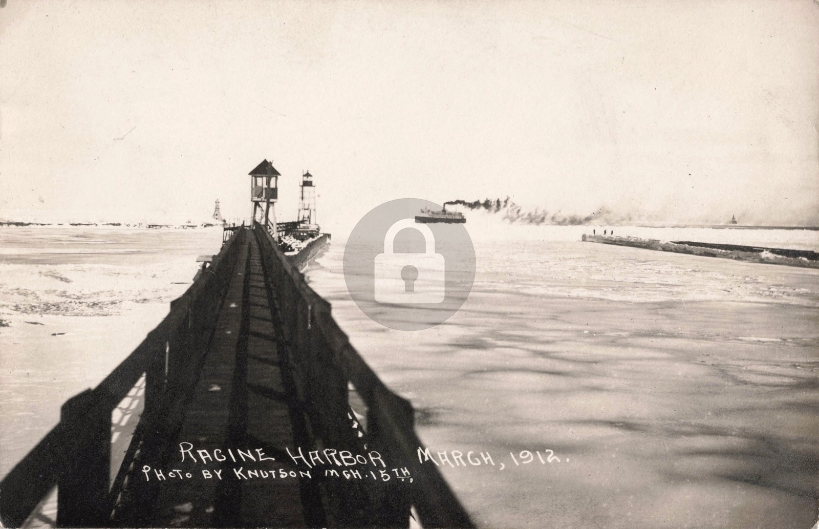Racine Harbor, WI Wisconsin MI Michigan 1912 RPPC Photo Postcard COPY
