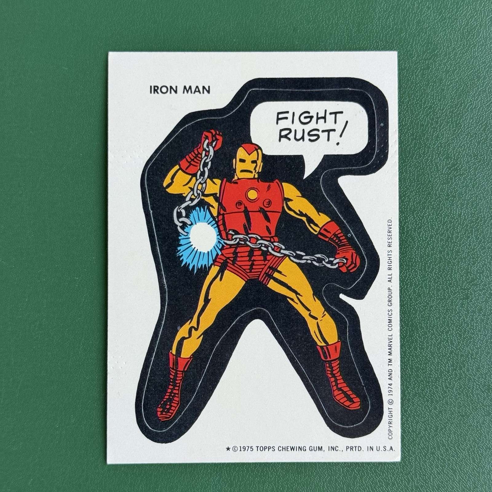 1974-1975 Topps Marvel Iron Man Comic Superhero Sticker Card 1974-1975 Topps Marvel Iron Man Comic Superhero Sticker Card