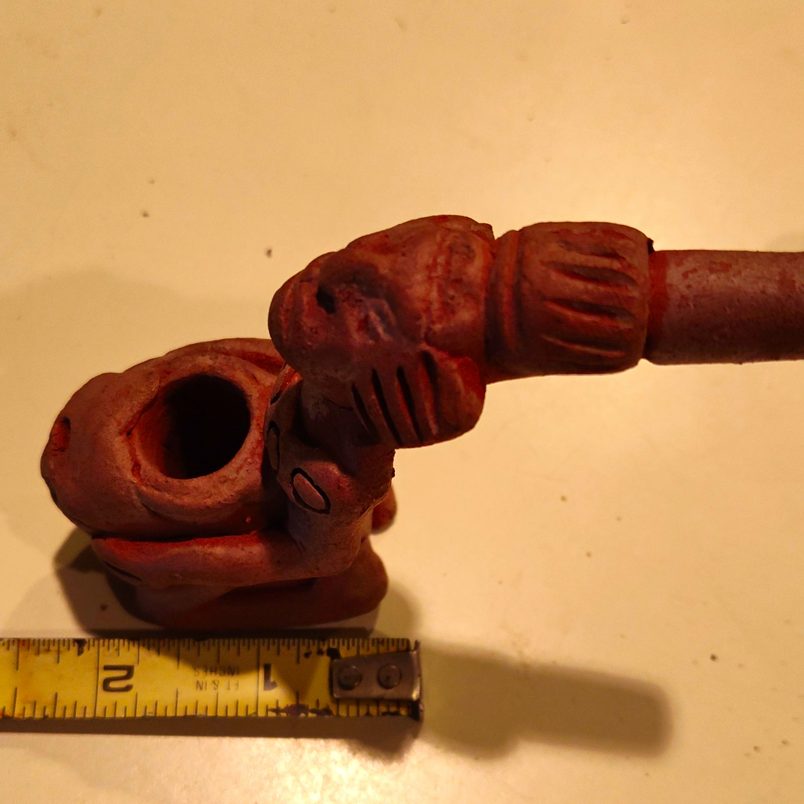 vintage terracotta clay smoking pipe crafted in a folk-art style Never Been Used vintage terracotta clay smoking pipe crafted in a folk-art style Never Been Used