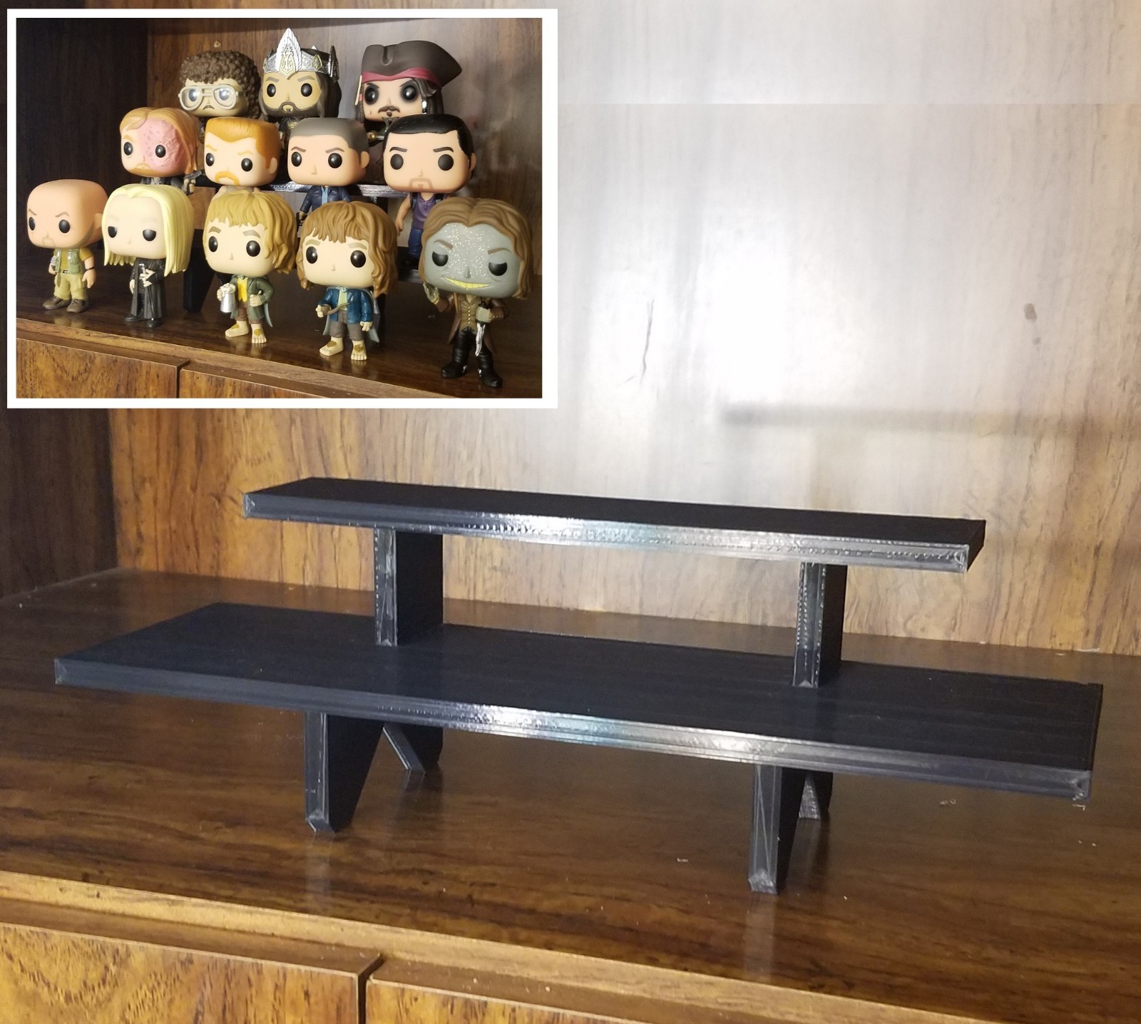 12-inch Black 2-Tier Riser Display Stand Shelf for Figurines, Collectibles, Pops 12-inch Black 2-Tier Riser Display Stand Shelf for Figurines, Collectibles, Pops