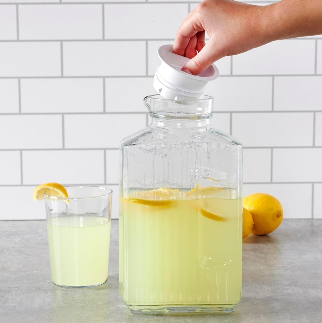 Anchor Hocking 64oz Glass Pitcher with White Stopper – Clear & Durable Jug