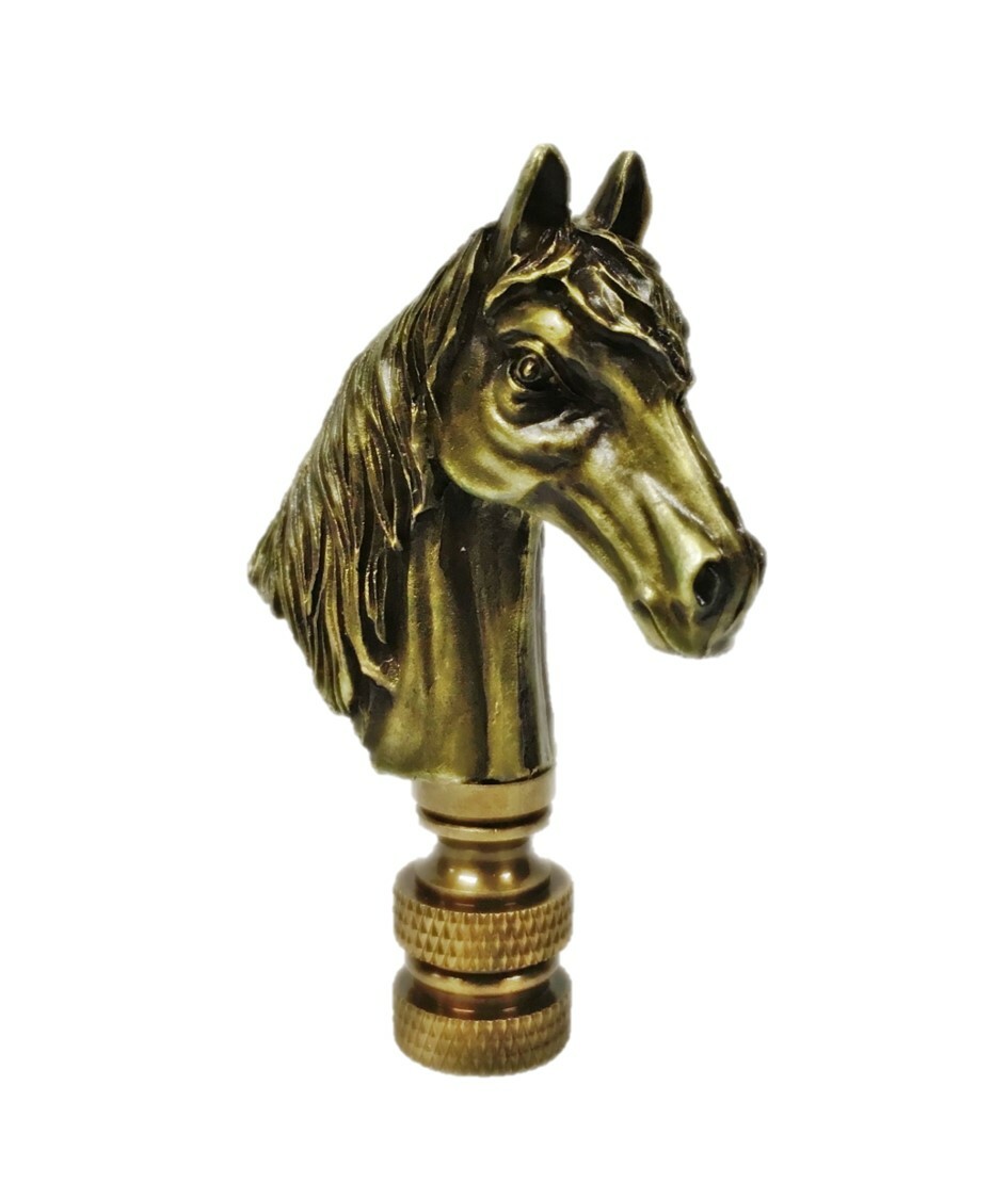 Lamp Finial-HORSE HEAD-Aged Brass Finish, Highly detailed metal casting