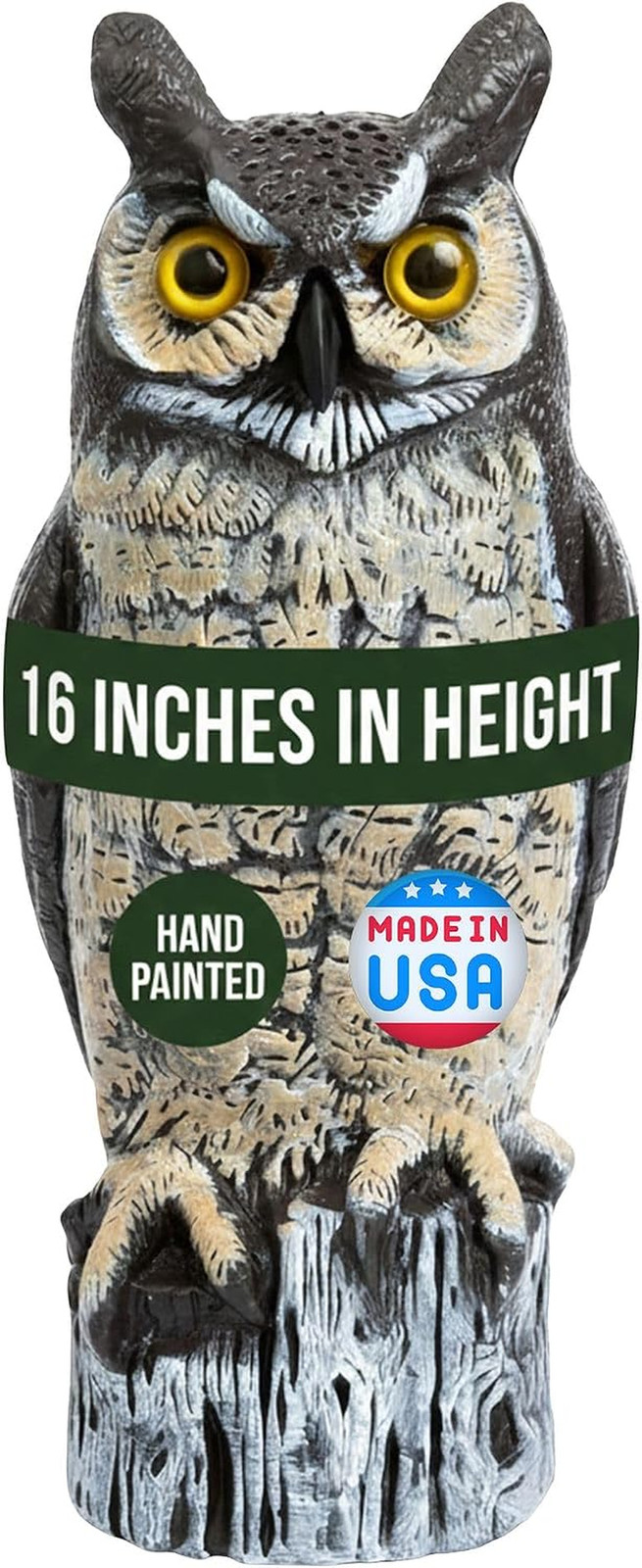 Lifelike Great Horned Owl Decoy Bird Repellent - 16--Painted Lifelike Great Horned Owl Decoy Bird Repellent - 16--Painted
