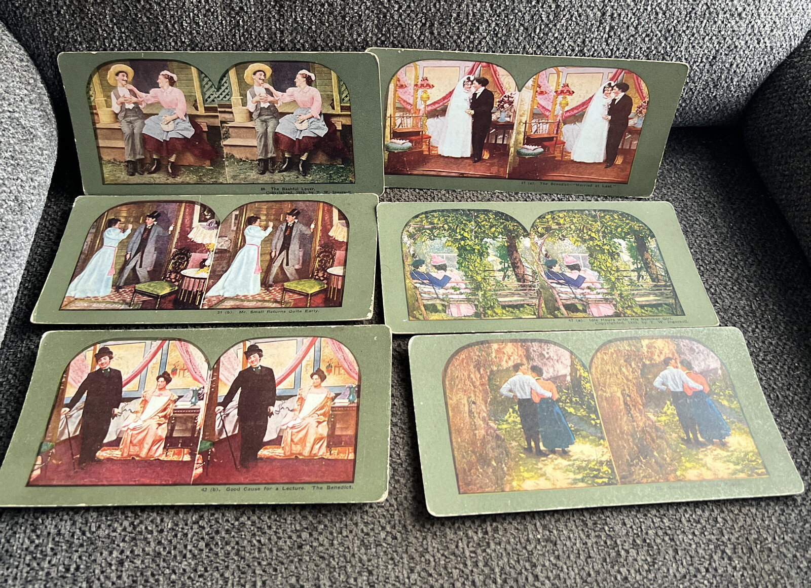 6 Antique 1899 T W Ingersoll Stereoview Stereoscope Cards 31, 41, 42, 47, 69, 70