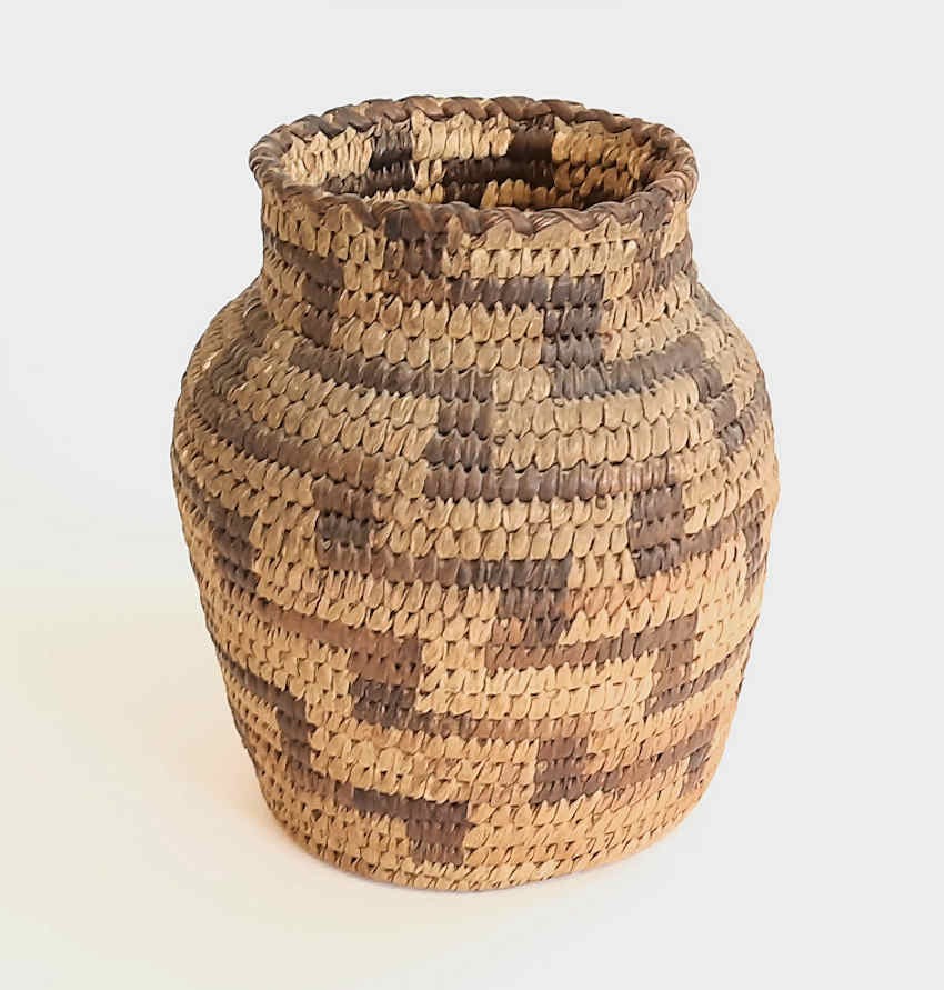 Antique c1910 Native American Papago / Pima Woven Southwest Basket Vase * NICE