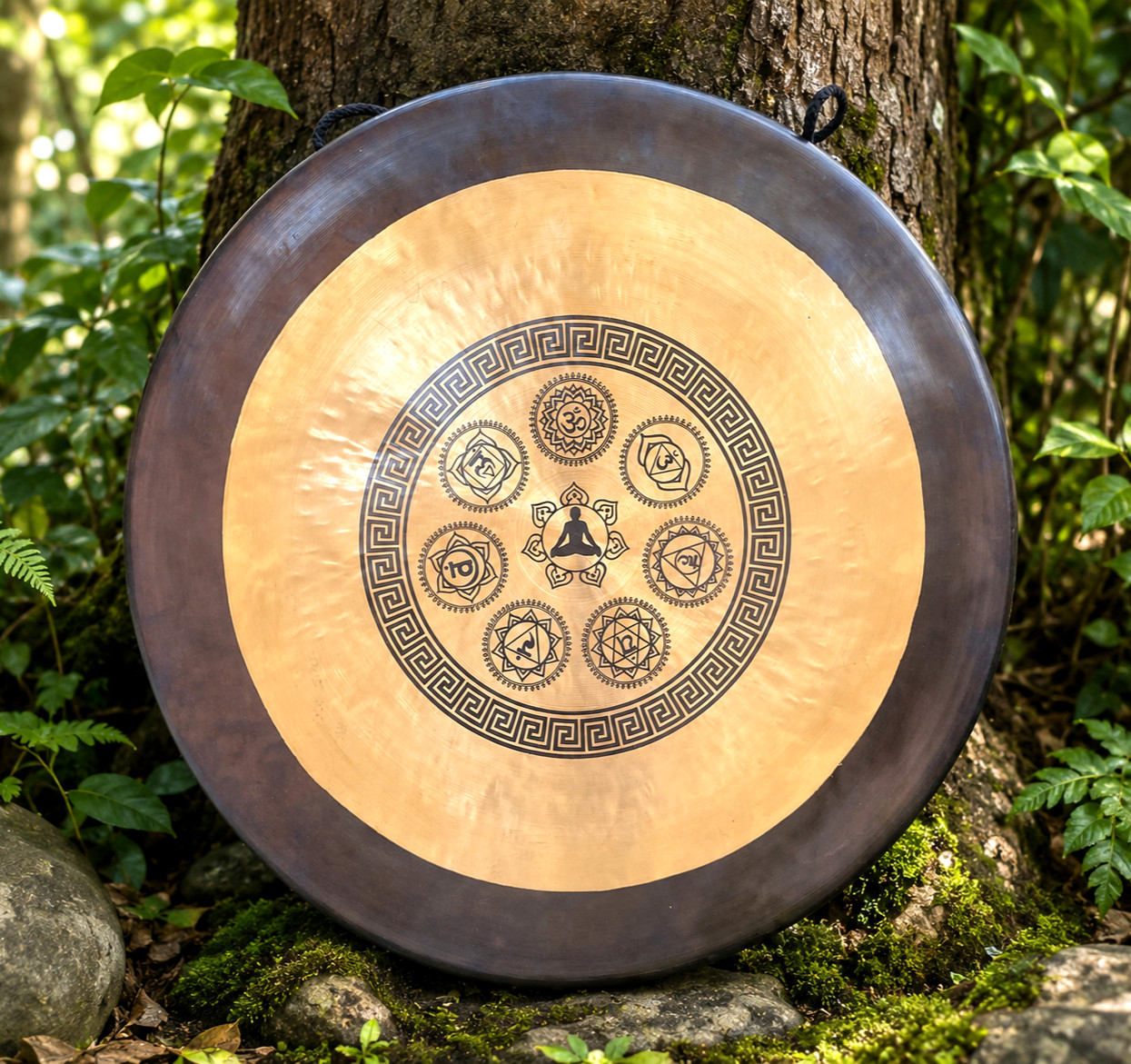 50 CM Seven Chakra Symbol Yogi Carving Gong - Natural Sound Healing, Mindfulness