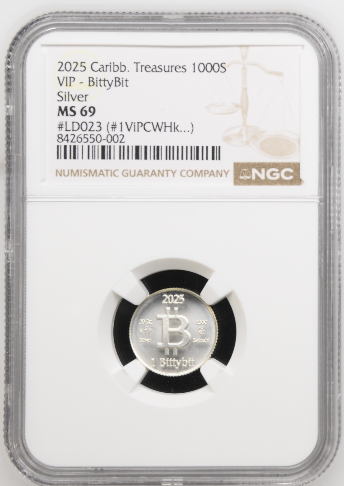 2025 FUNDED .999 SILVER BIT COIN (1k Satoshi)🌟NGC MS-69🌟Limited Edition
