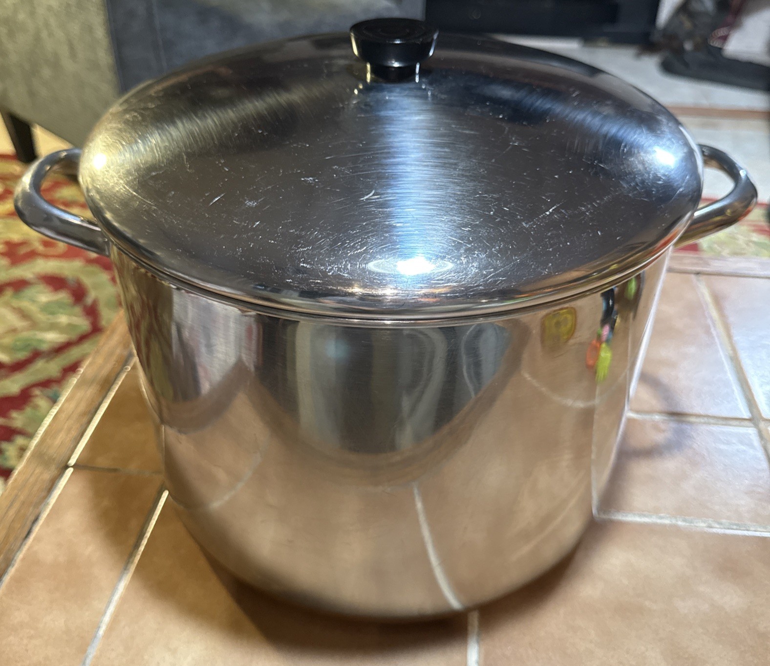 Vintage Revere Ware 16 Qt Stock Pot w/Lid Stainless Steel Copper Bottom Clinton