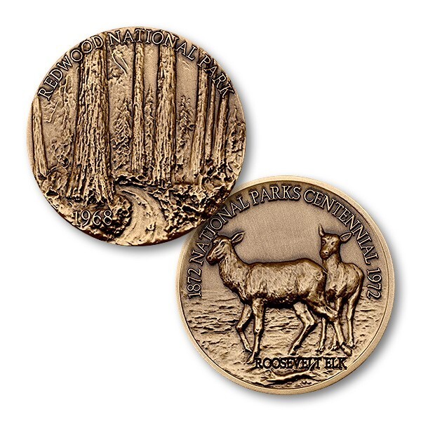 REDWOOD NATIONAL PARK BRONZE ROOSEVELT ELK CHALLENGE COIN