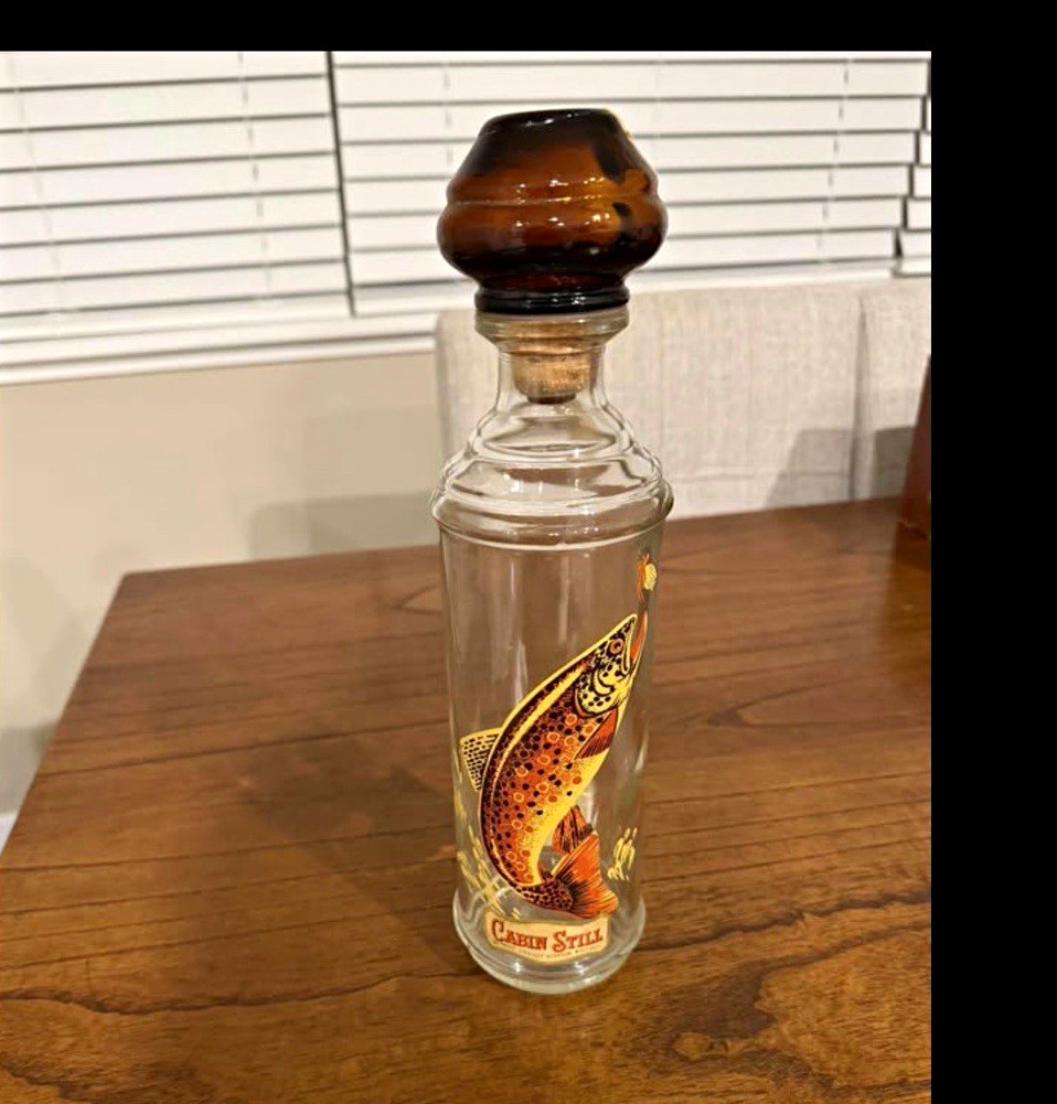 Vintage 1969 Cabin Still Sportsman’s Collection Trout Bourbon Decanter