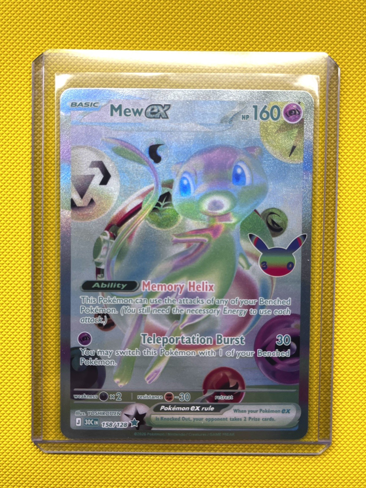 Pokémon TCG Mew ex 158/128 Futuristic Rare 30th Celebrations Anniversary