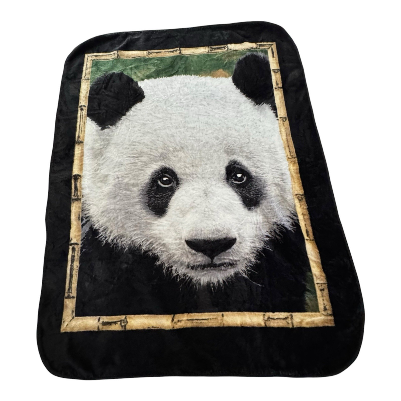 PANDA BEAR Large THROW BLANKET Portrait w/ BAMBOO Giant Shavel 60” X 80” Figure