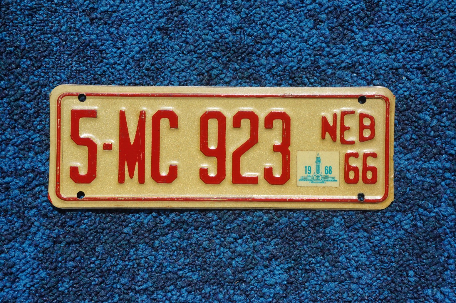 1966 - 1968 Nebraska MOTORCYCLE License Plate
