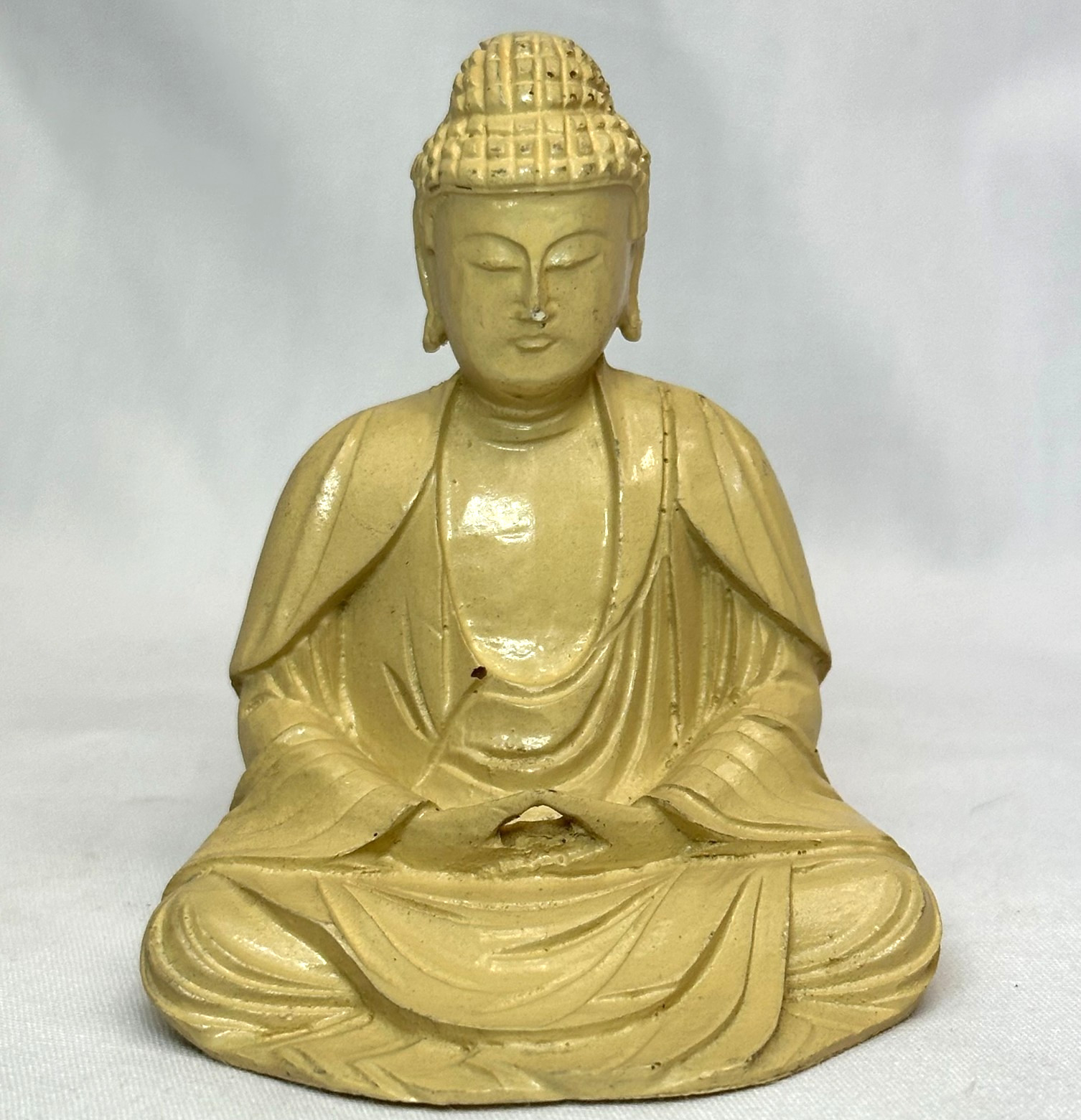 Buddha Shaka Nyorai Sitting Vintage Japanese Resin Buddhist Statue 2 7/8