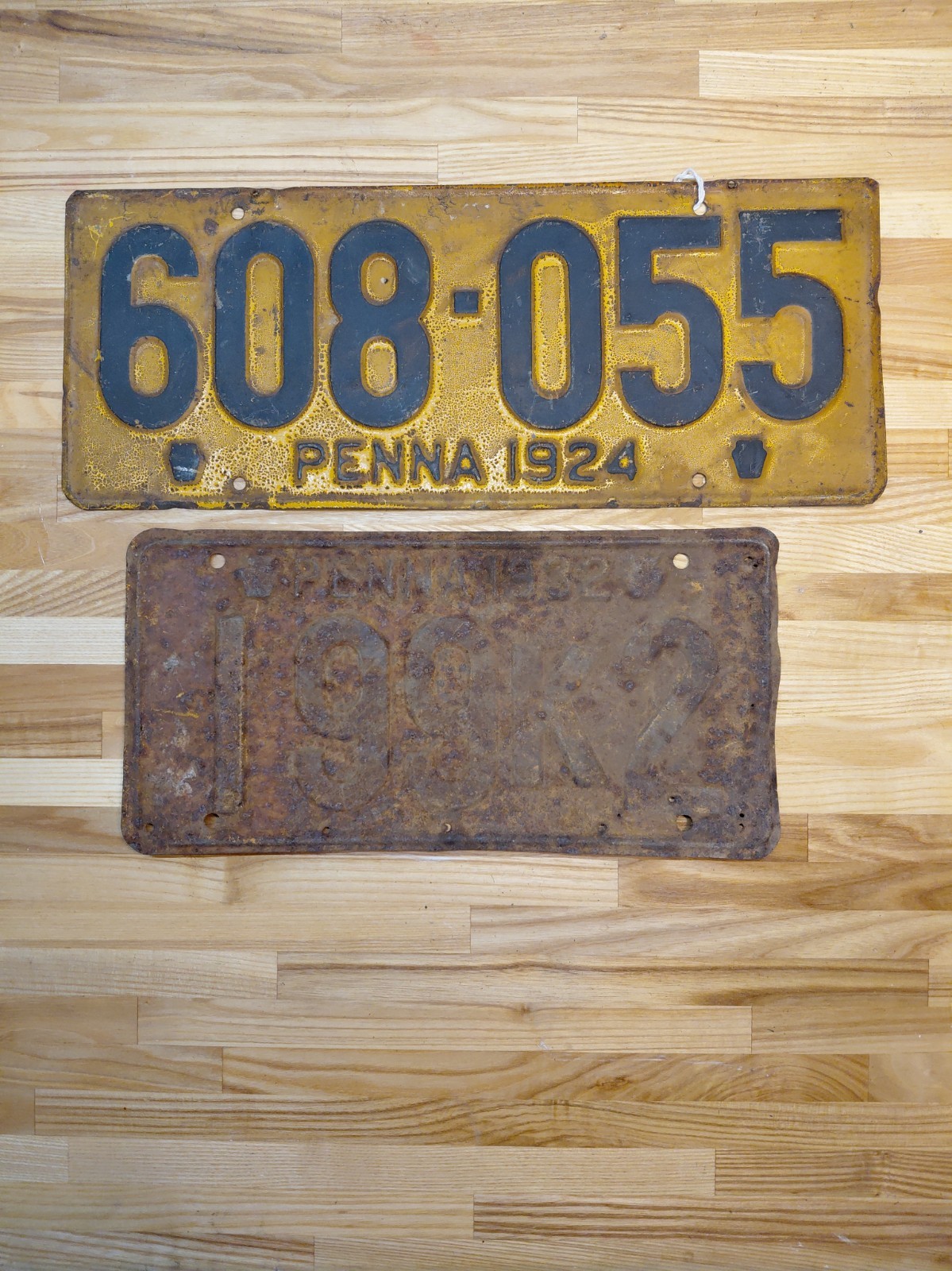 Antique Vintage 1924 PA Penna License & 1932 Pennsylvania Plate