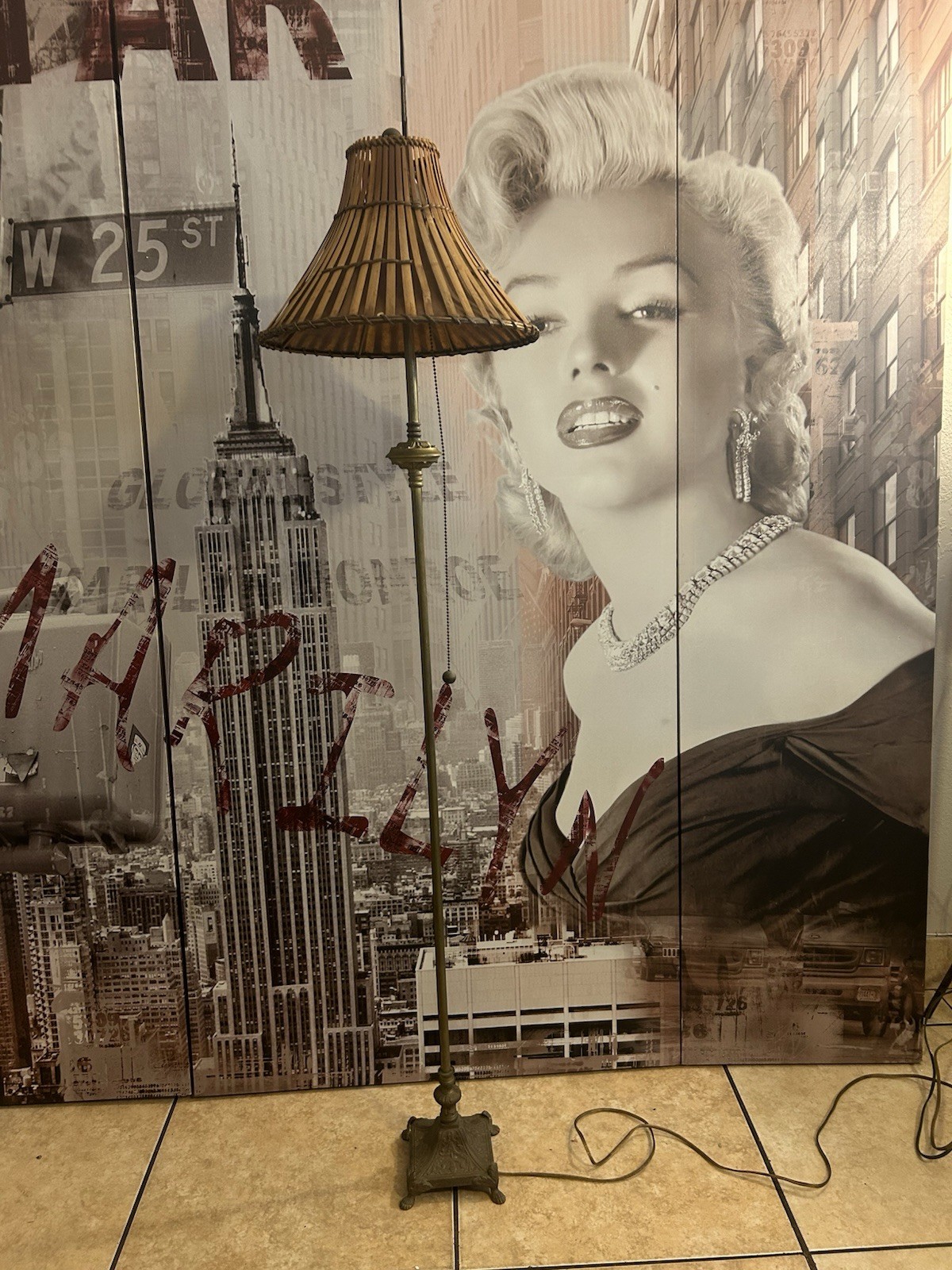 Vintage floor brass lamp