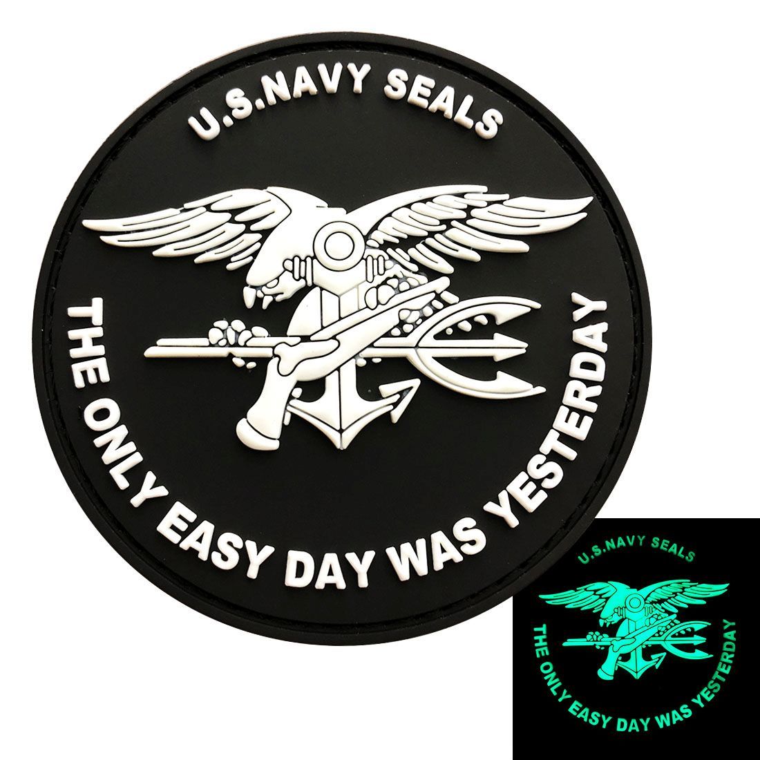 US Navy Seals The Only Easy Day Was Hook Patch (GLOW DARK- 3D PVC Rubber) 