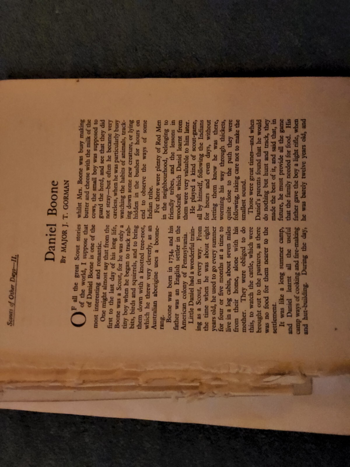 Xm47  Ephemera  1930s Article Daniel Boone By Major J T Gorman