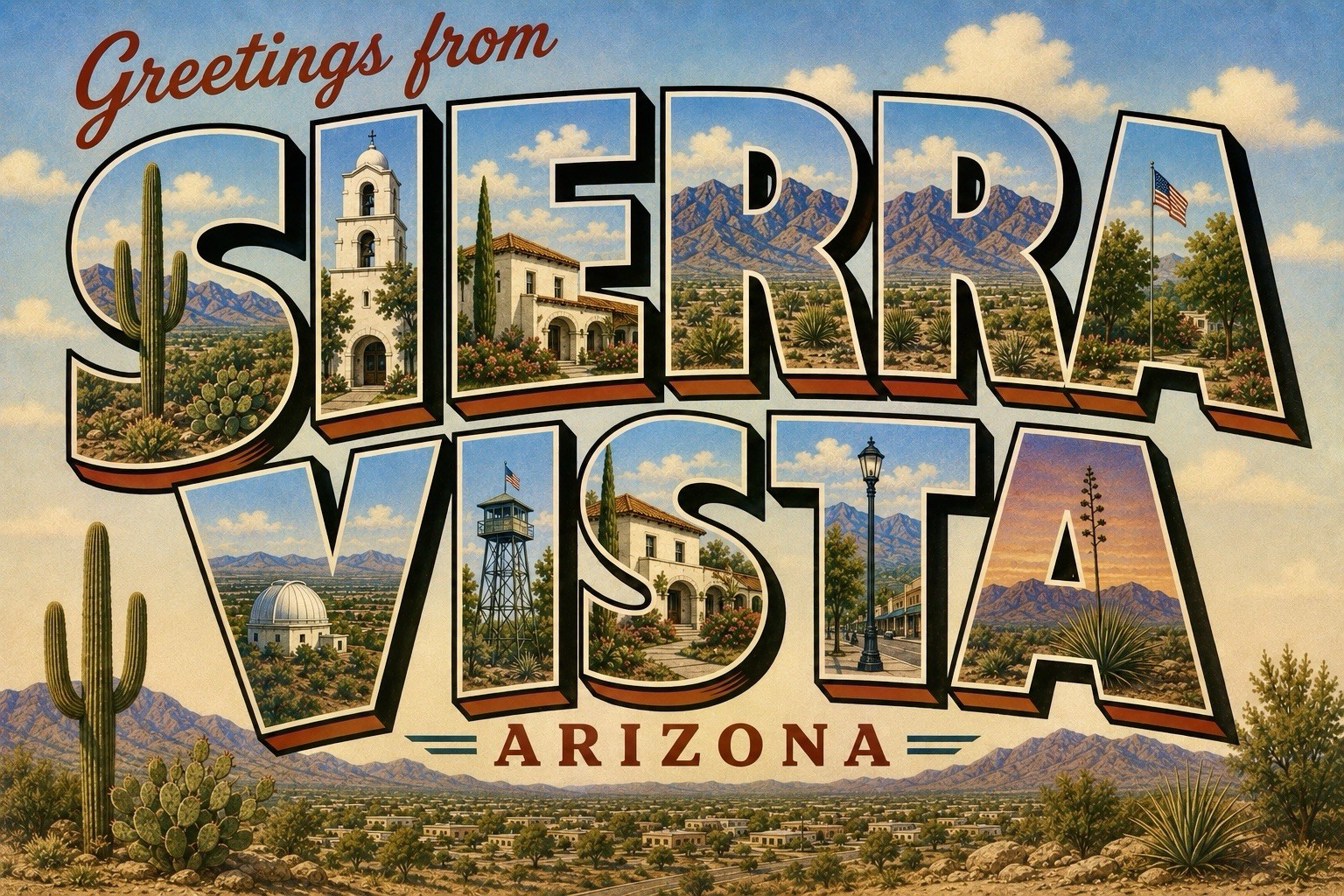 Greetings from Sierra Vista ARIZONA MODERN Postcard Large Letter C327