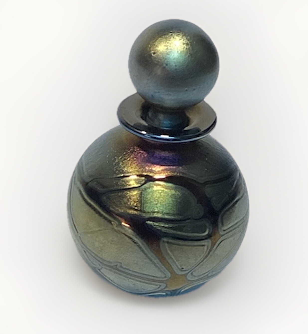 MCM Vintage Phoenician Glass Iridescent Perfume Bottle MALTA 1960s Signed HTF