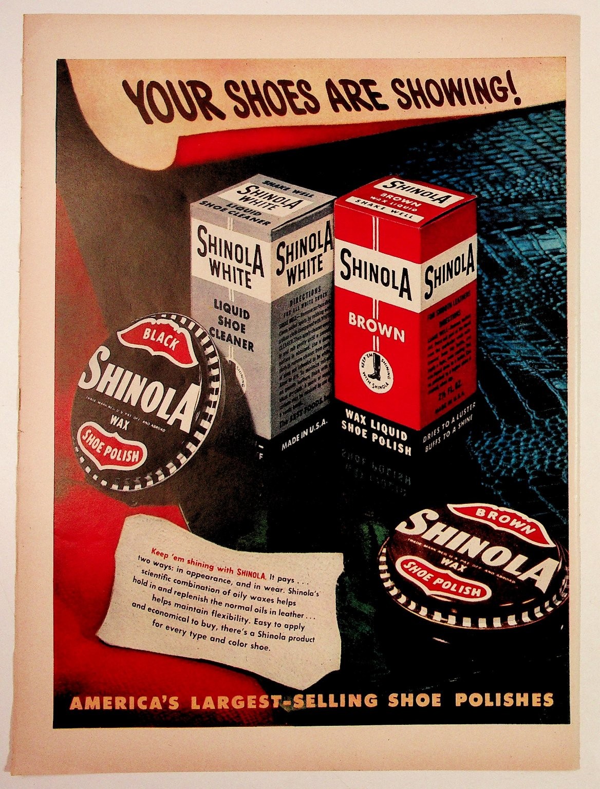 Vintage Shinola Shoe Polish Ad 1940s Original Magazine Print Ephemera Vintage Shinola Shoe Polish Ad 1940s Original Magazine Print Ephemera