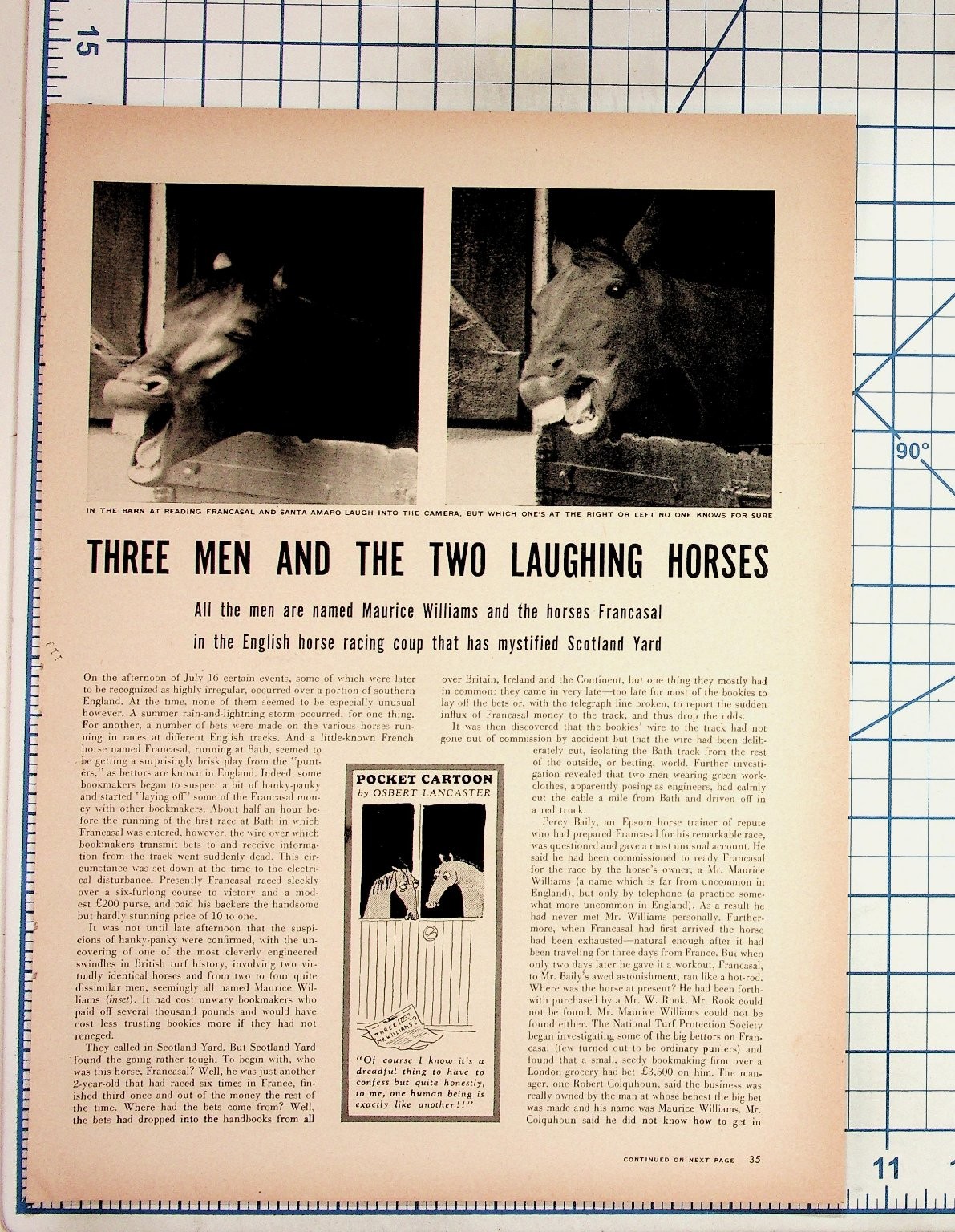 1930s Magazine Page English Horse Racing Coup Scotland Yard Francasal 1930s Magazine Page English Horse Racing Coup Scotland Yard Francasal