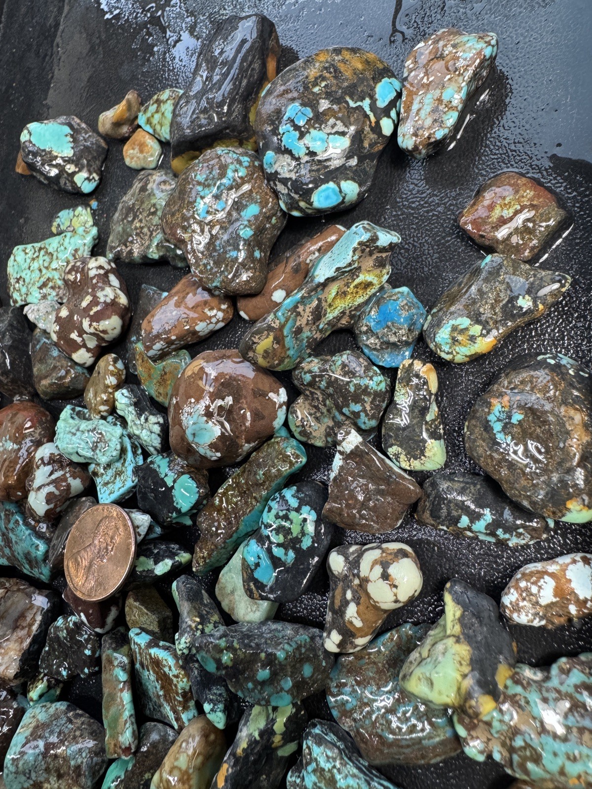 One Pound stabilized Turquoise small nuggets assorted mine  