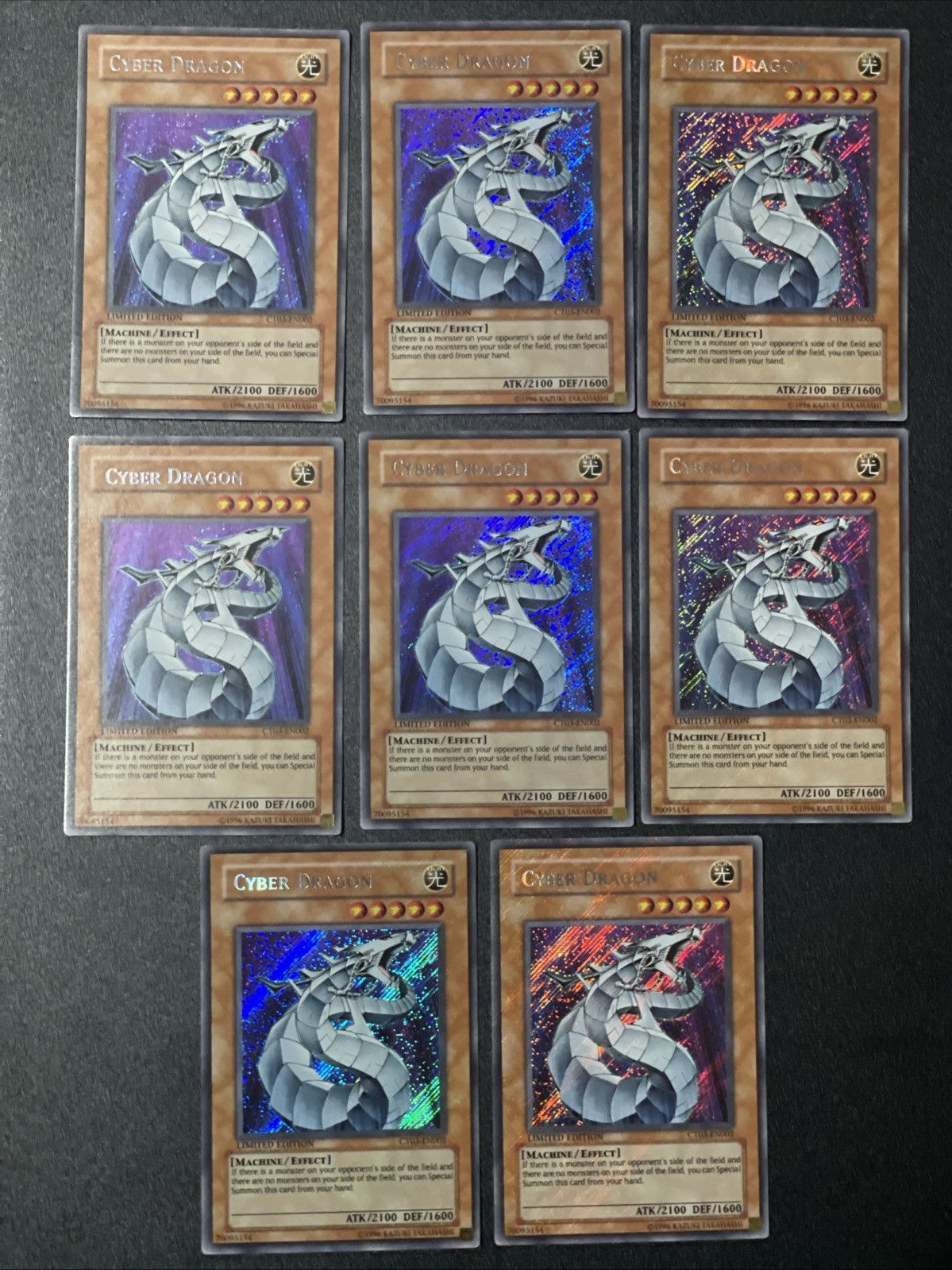 Yu-Gi-Oh Cyber Dragon CT03-EN002 Secret Rare Limited Edition 2006 x8 Lot