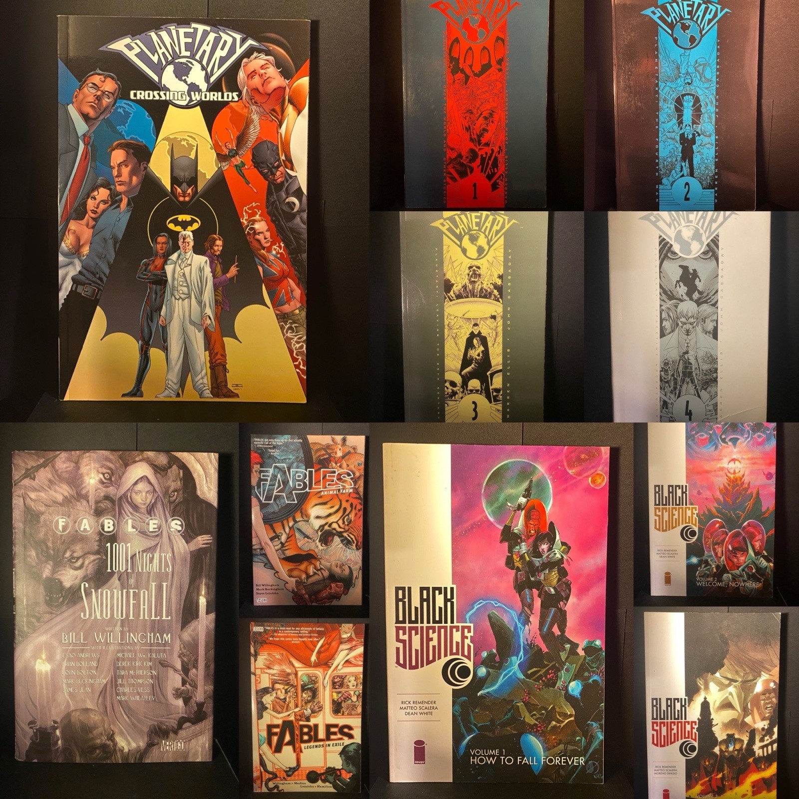 BLACK SCIENCE Vol 1-3 FABLES Vol 1-2 + 1001 Nights PLANETARY Vol 1-4 TPB HC Lot
