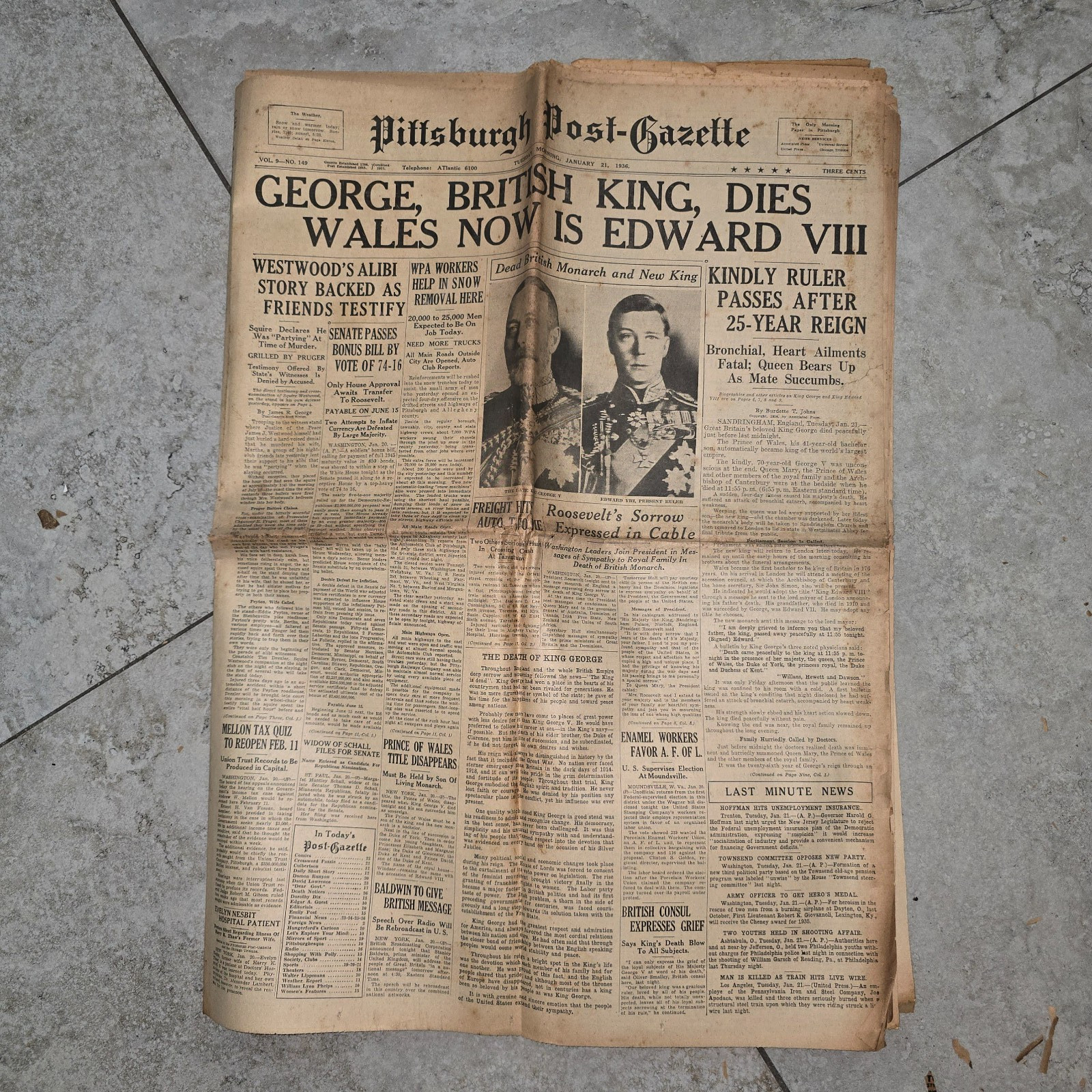 Historic Newspaper Pittsburg Post Gazette 