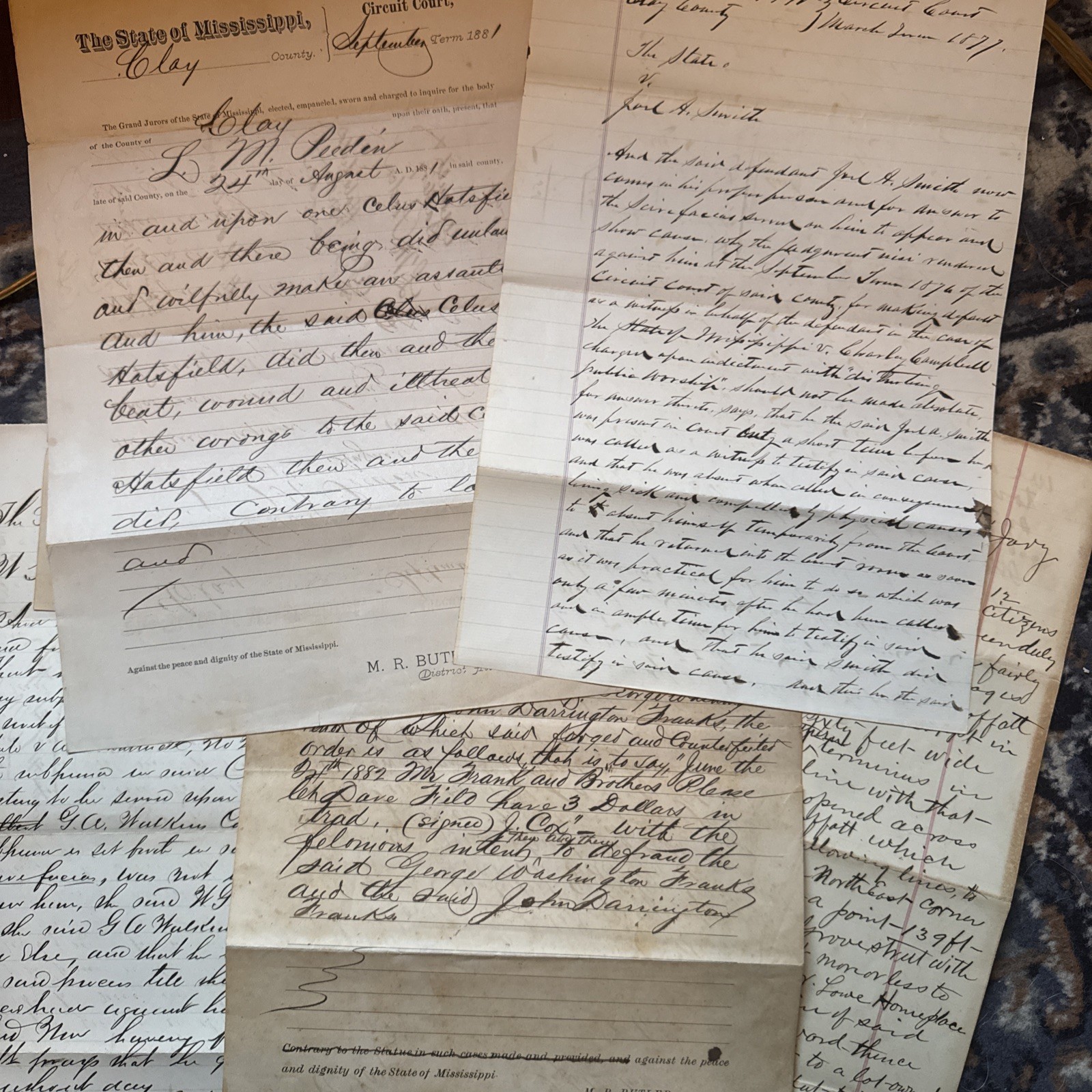 1877–1882 Mississippi Court Records (3) | Grand Jury Indictments, Assault