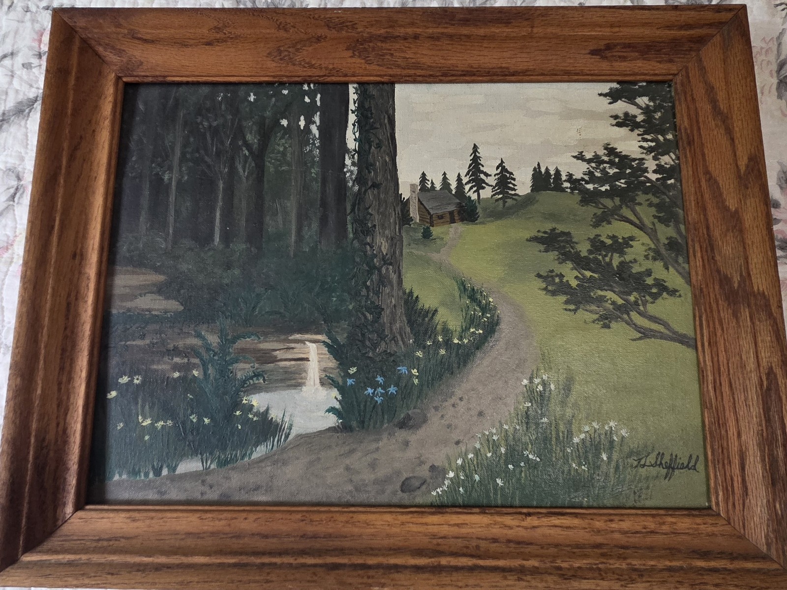 Original Mid-Century Oil Painting by Thelma Sheffield. Signed, Framed and Dated