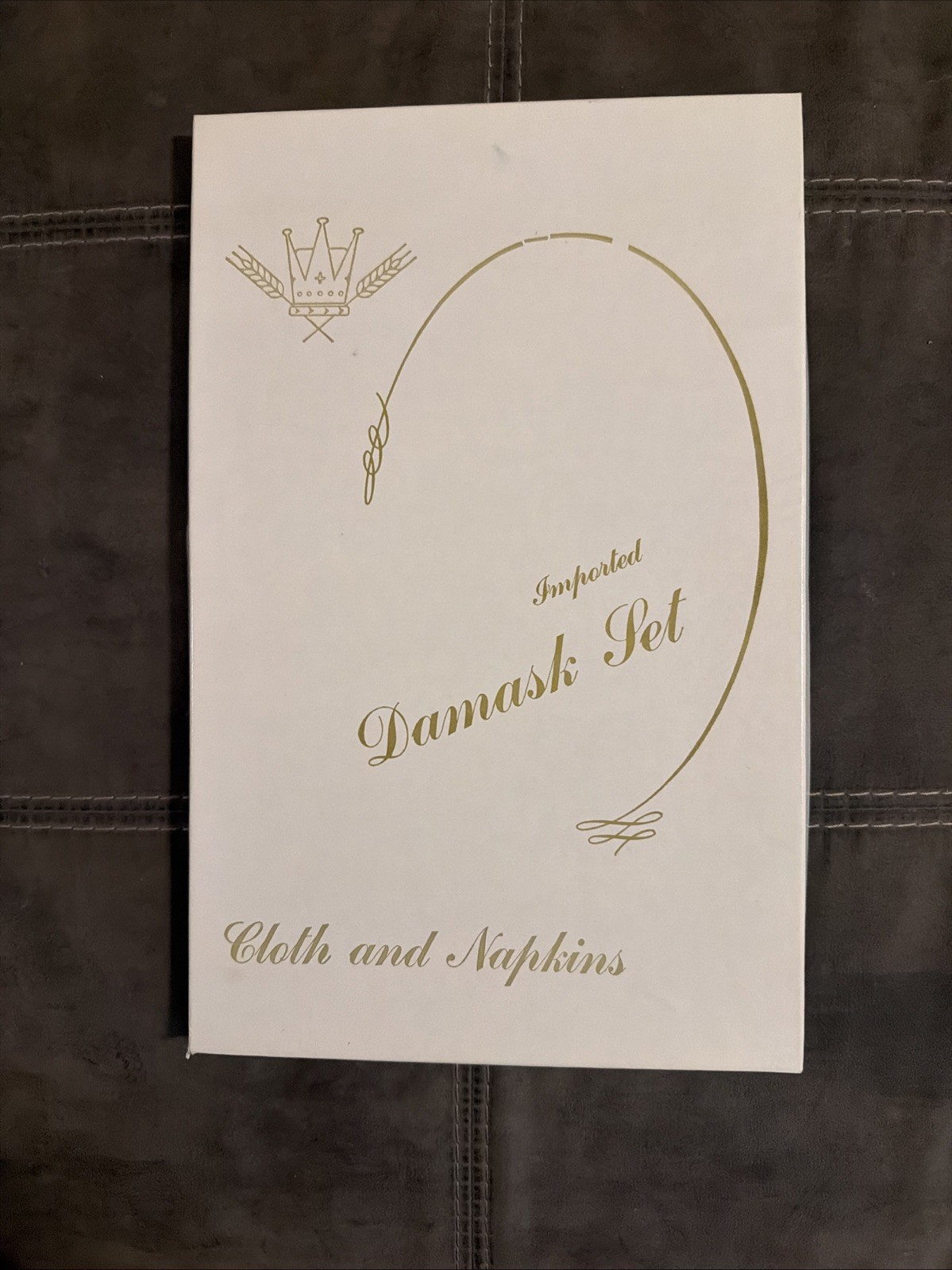 vintage Imported Damask Tablecloth and Napkins Set