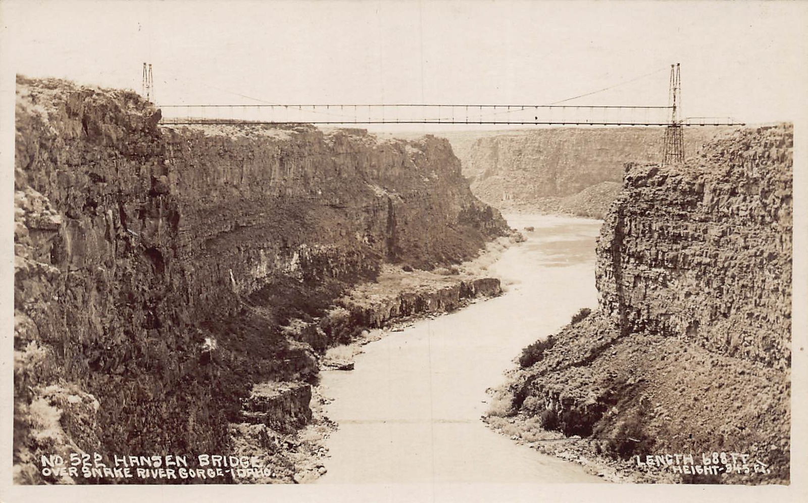 J76/ Snake River Gorge Idaho RPPC Postcard c1920s Hansen Bridge 381 J76/ Snake River Gorge Idaho RPPC Postcard c1920s Hansen Bridge 381