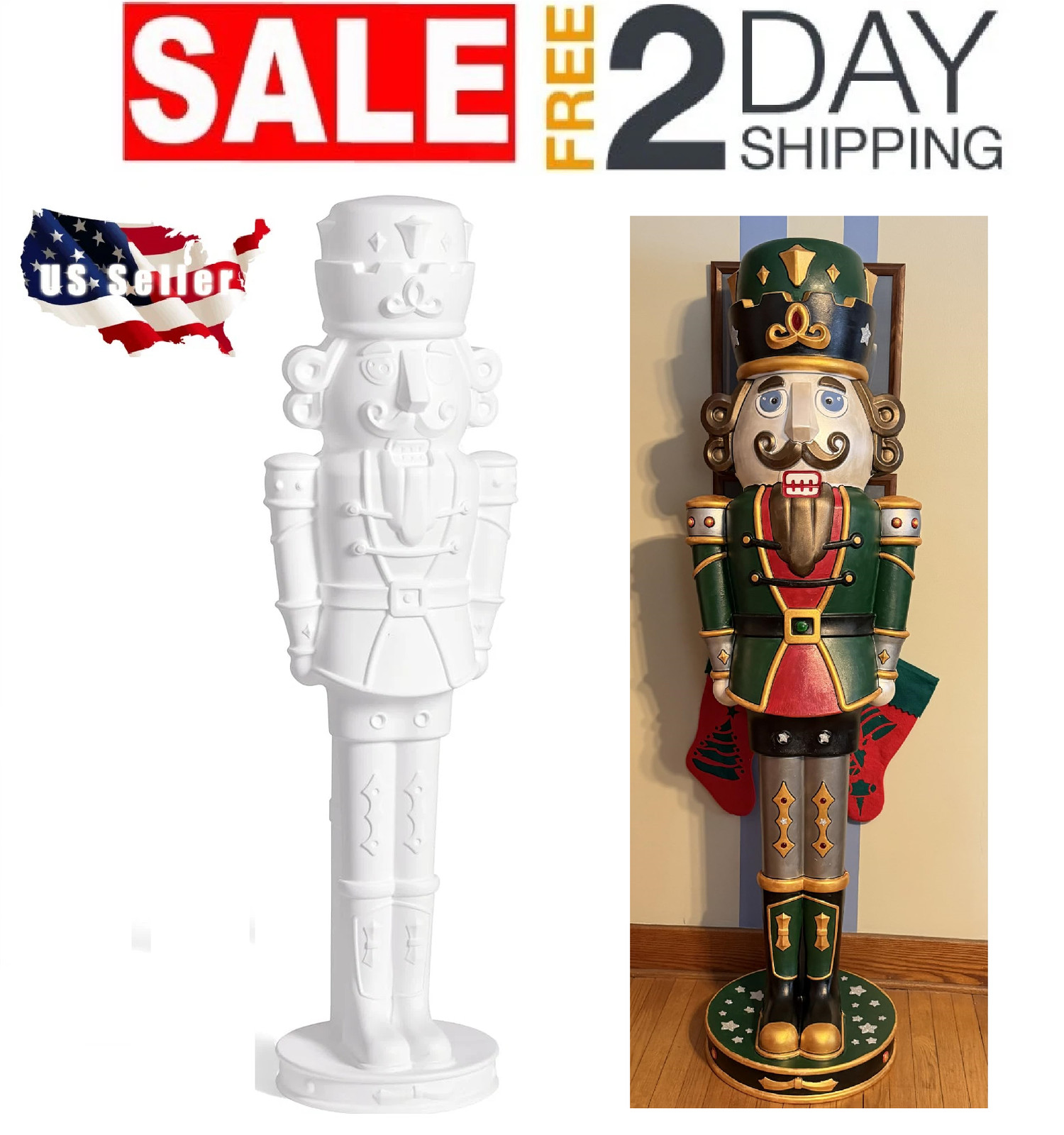 Step2 Nutcracker Prince Paintable DIY Holiday Statue, 4-Foot Tall, White
