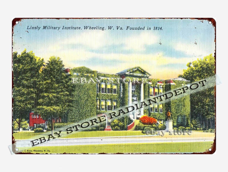 tin sign 1930s-40s Linsly Military Institute Wheeling West Virginia founded 1814