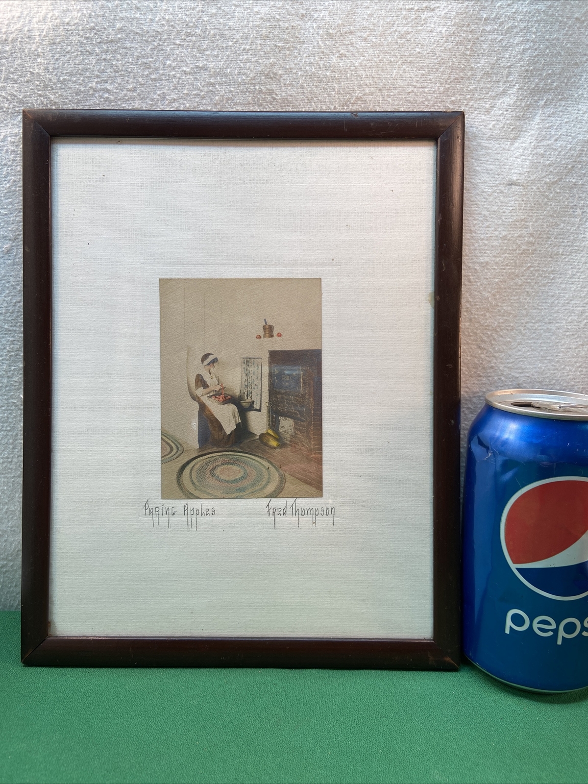 Vtg 1900’s SIGNED Mini Oddities Fred Thompson PARING APPLES Painted Photo Art
