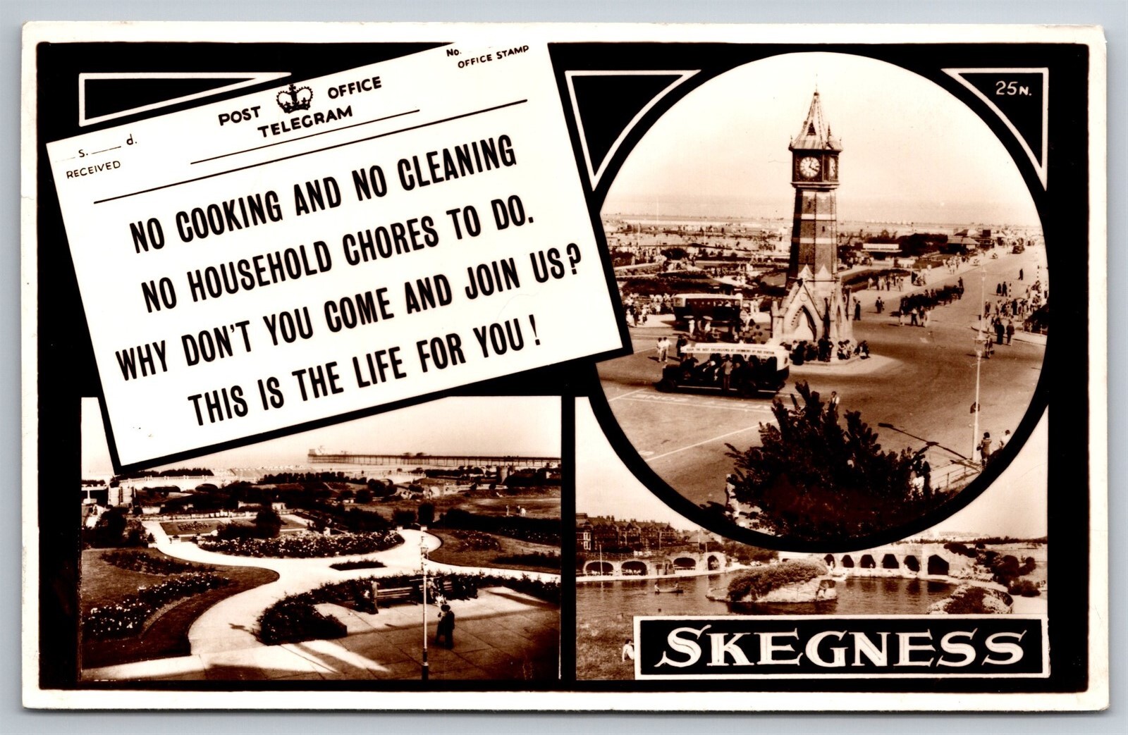 RPPC Skegness Multi View Welcome Post Office Telegram UK Foreign Postcard M27 RPPC Skegness Multi View Welcome Post Office Telegram UK Foreign Postcard M27