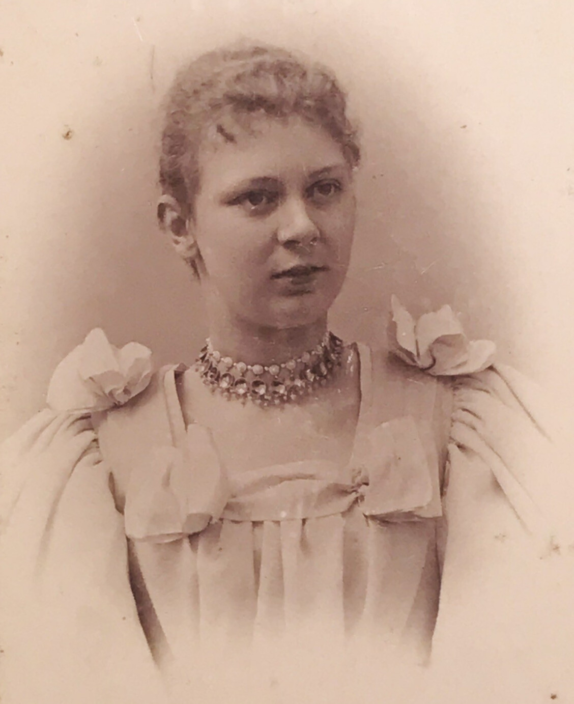 CDV Victorian Young Girl Lady w/ Ornate Choker Necklace Albumen Photo Denmark