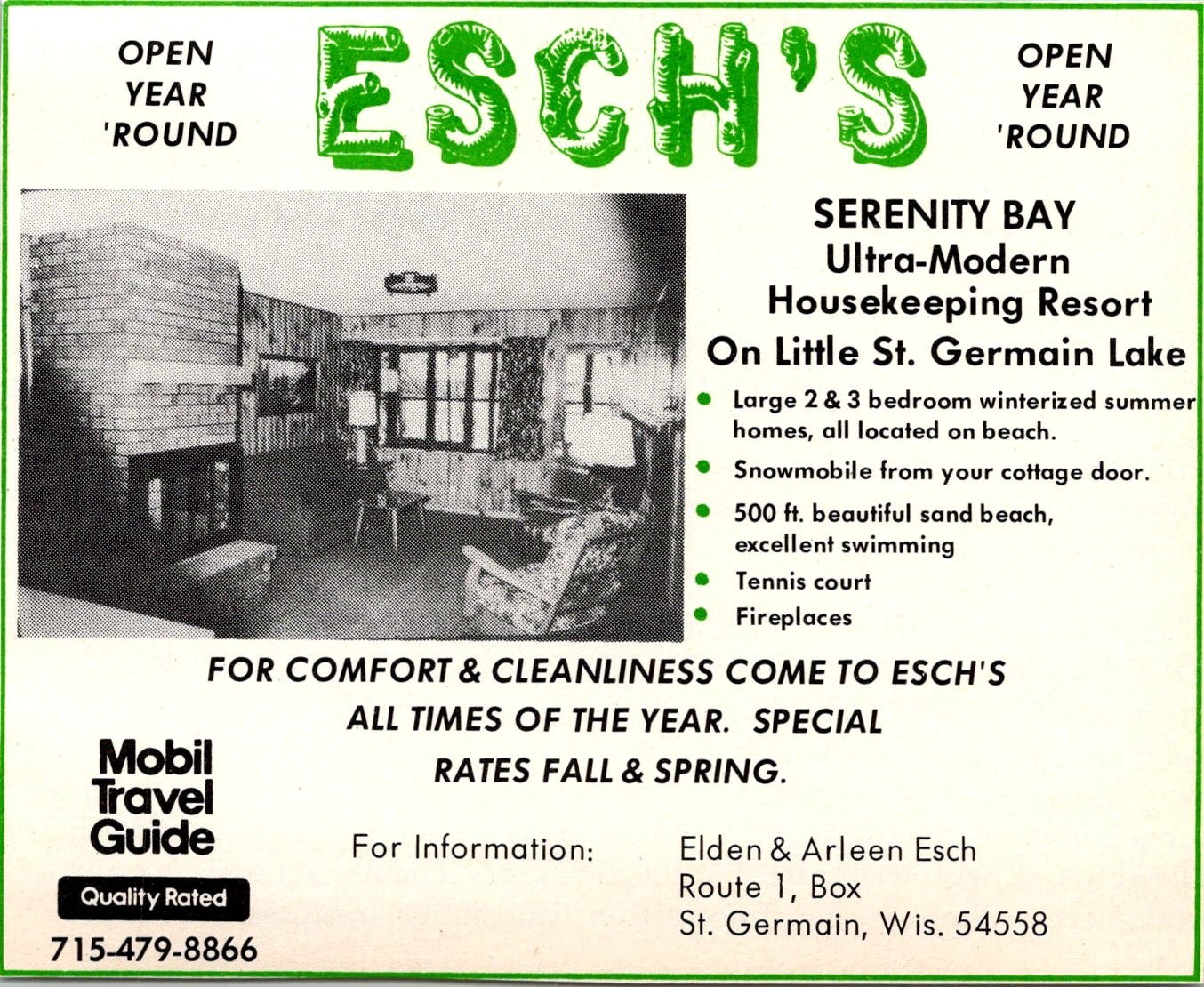 Esch's Serenity Bay Ultra-Modern Elden & A Esch St Germain WI 1979 Ad 4AF2-H4