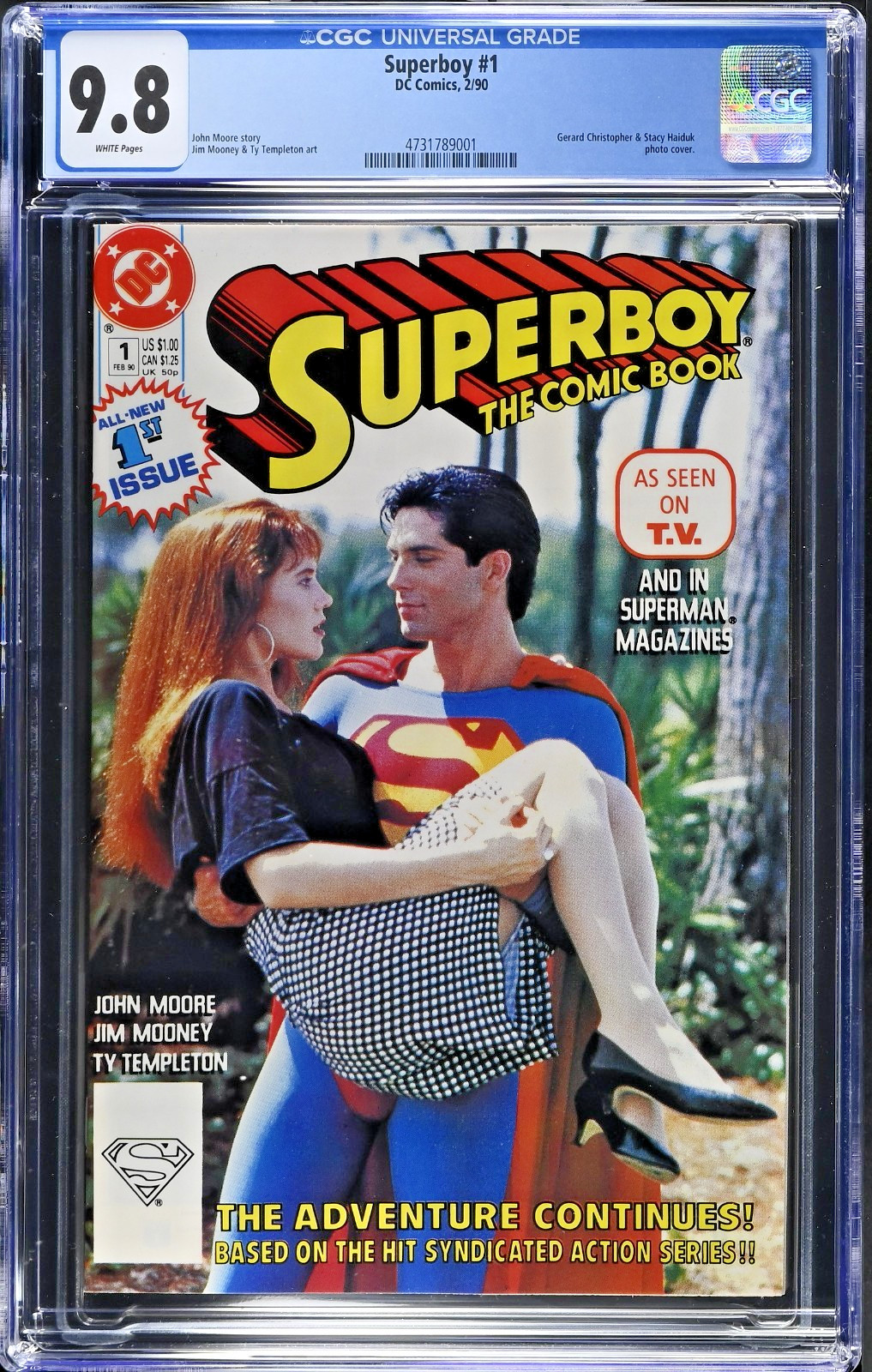 Superboy 1 CGC 9.8 NM/M White 1990 D.C. Gerard Christopher Cover TV Series Comic