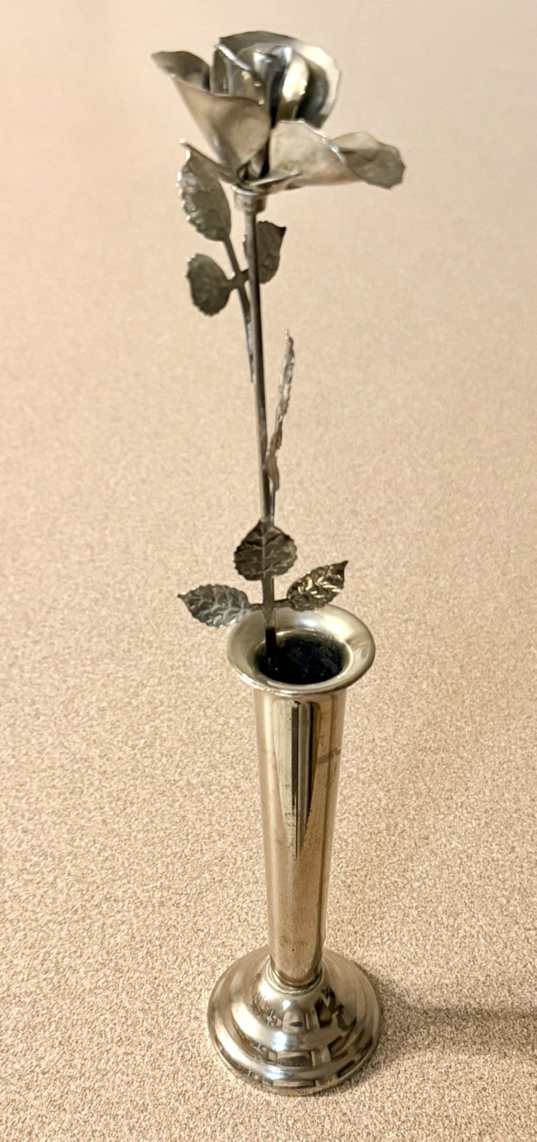 VTG Seymour Mann Silver Plated Metal Rose Stem & Bud Vase Korea 11\