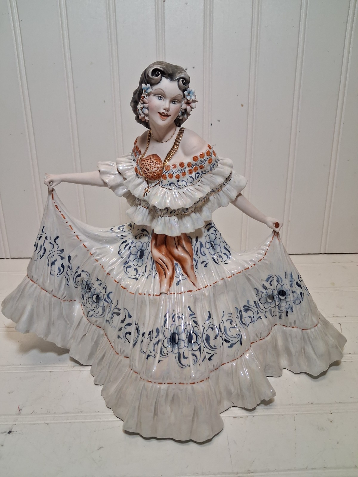 Vintage Tiziano Galli Italy Ceramic Flamenco Dancer Figurine Castigliana Deposee