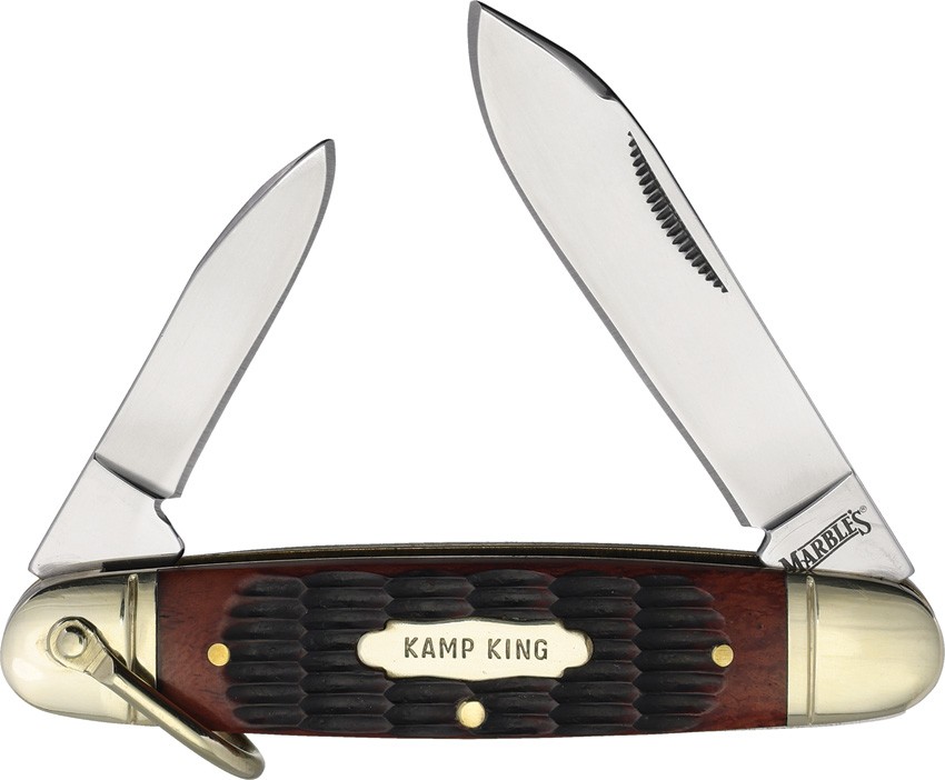 Marbles Kamp King Slip Joint Brown Jigged Folding Stainless Pocket Knife 721