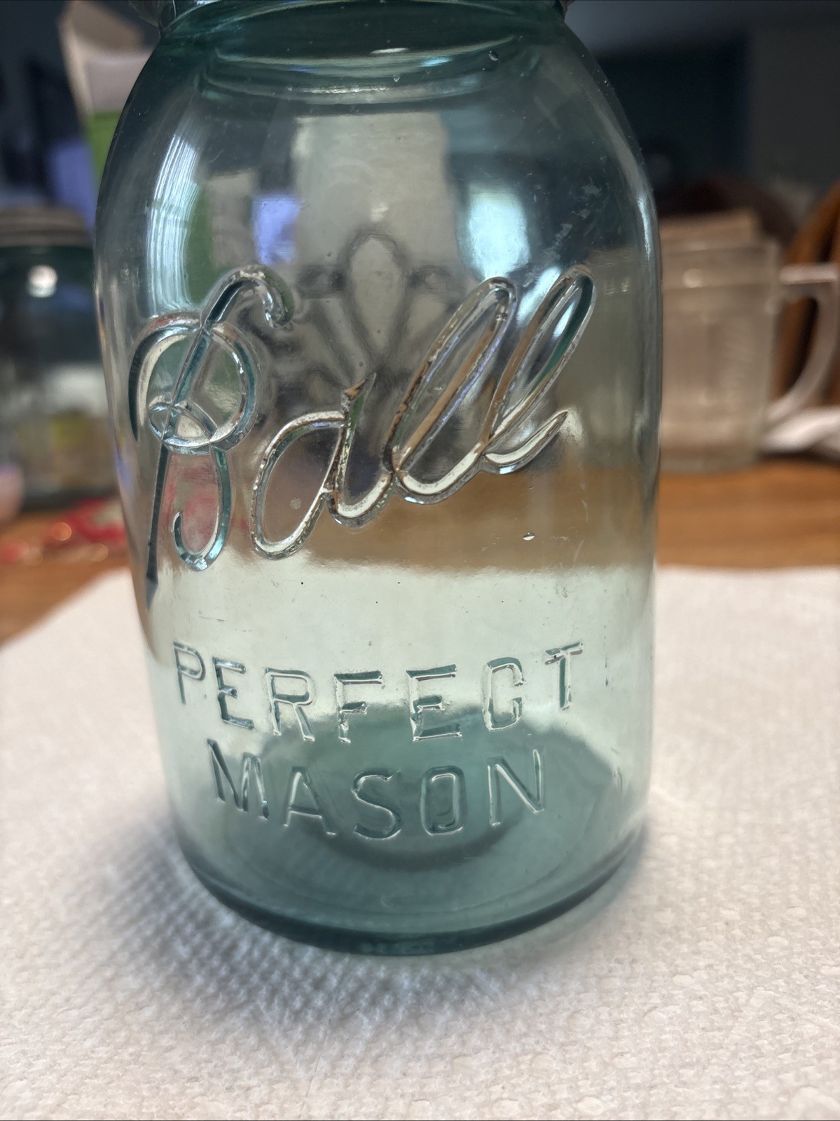 Vintage Aqua Blue Ball #13 Highly Collectible Perfect Mason Jar W/ Lid Quart Jar