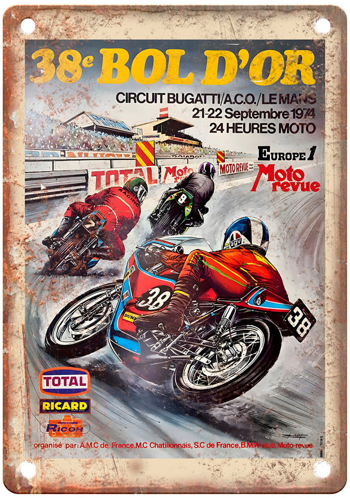 1974 Vintage Motorcycle Poster Ad Retro Look Reproduction Metal Sign F114