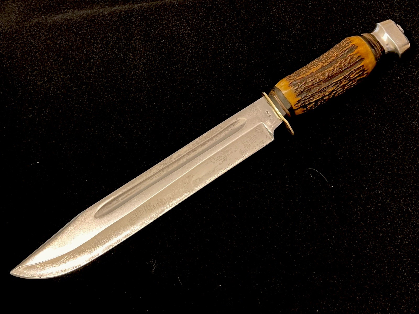 VINTG Edge Mark Solingen Germany Massive Stag 15-1/4” Bowie Knife No Sheath Used