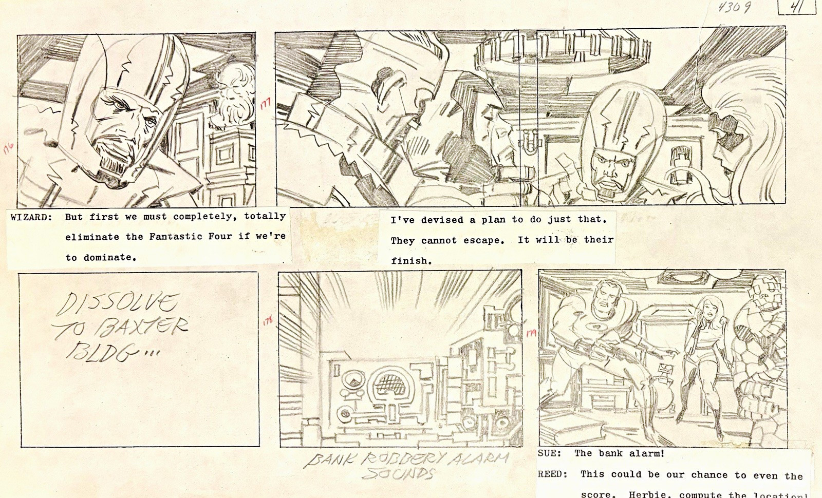 Jack Kirby Fantastic Four Pencil storyboard 1978 the Frightful Four