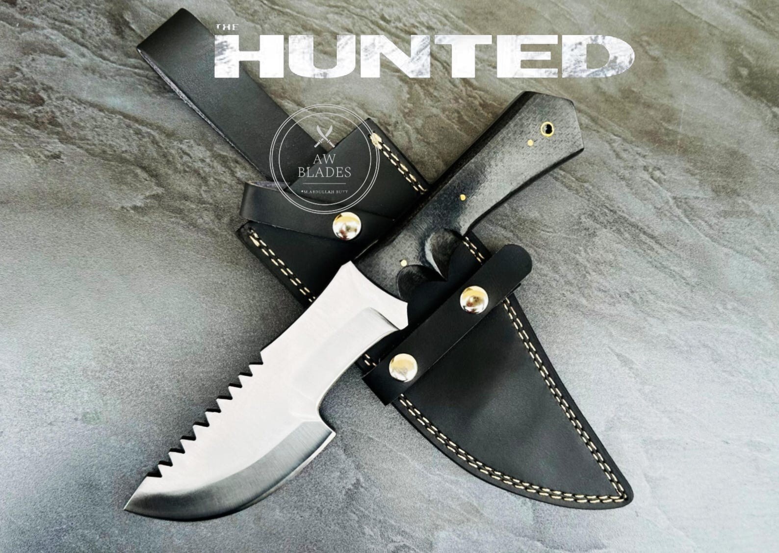 Tom Brown Tracker Handmade D2 Steel Full Tang Hunted Movie Replica Knife+Sheath